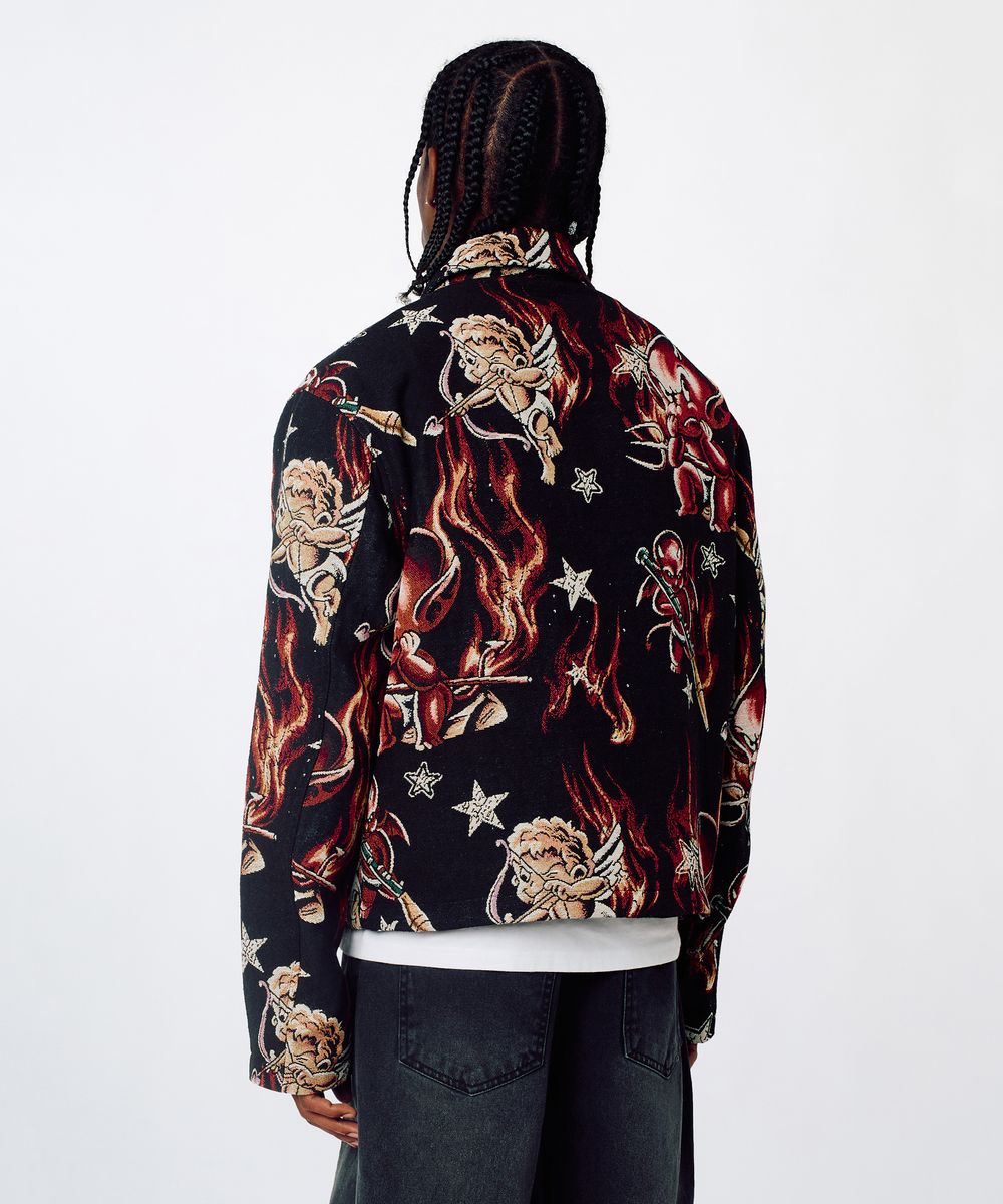 Reason Brand Love & Hate Tapestry Jacket – Black Multi