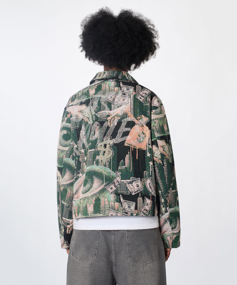 Reason Brand Cash Rules Tapestry Jacket – Green Multi