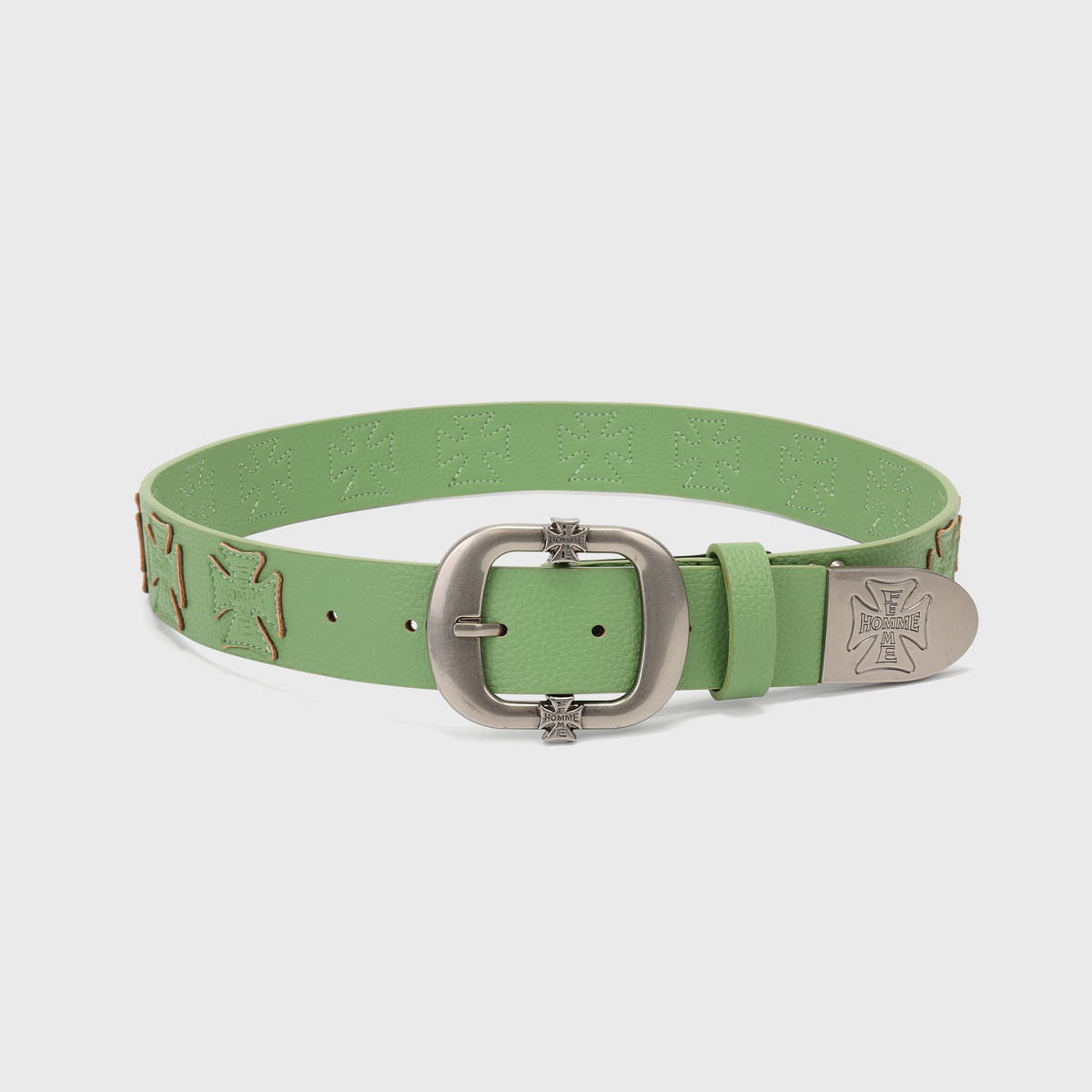 Homme+Femme Iron Crest Patch Belt – Pistachio Green