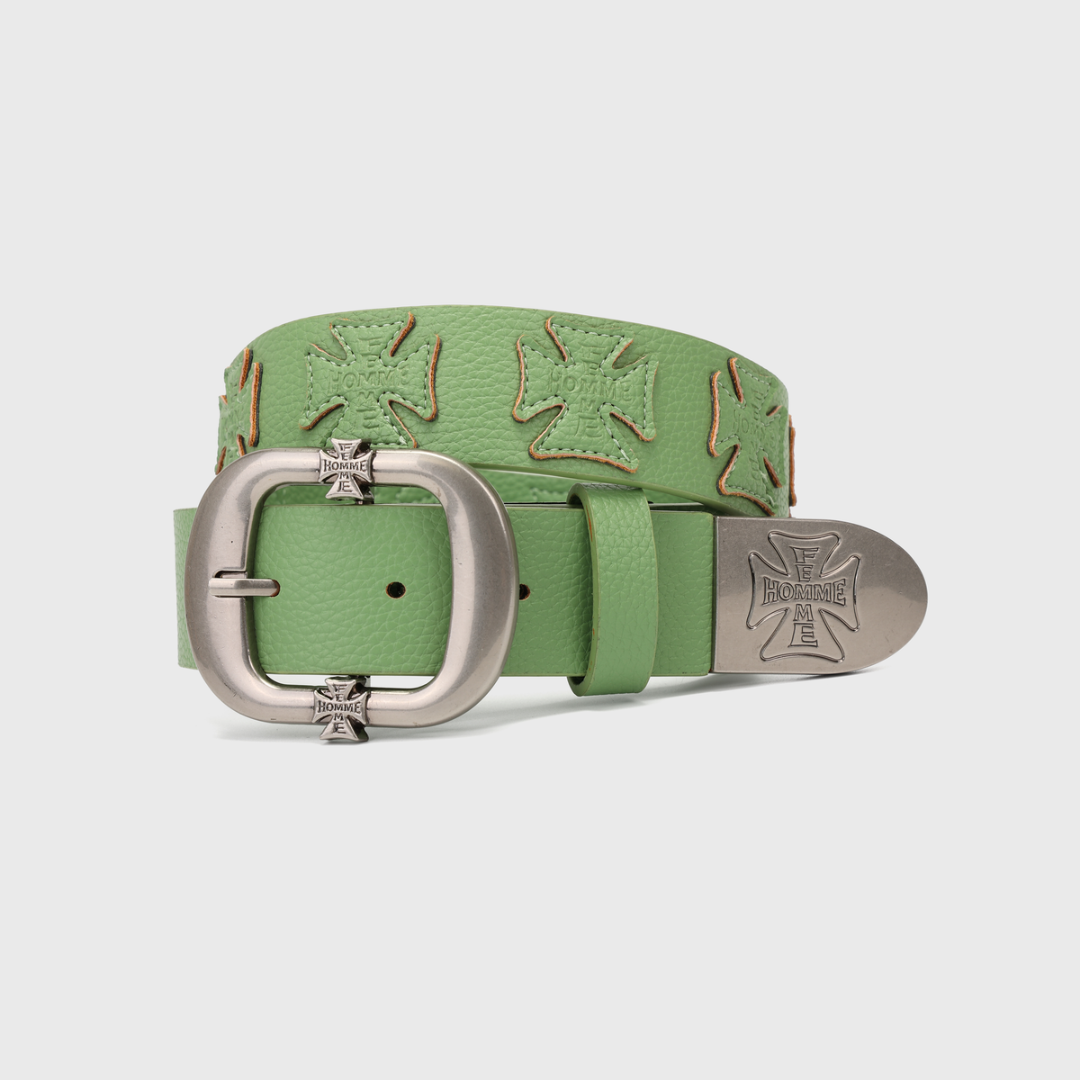 Homme+Femme Iron Crest Patch Belt – Pistachio Green