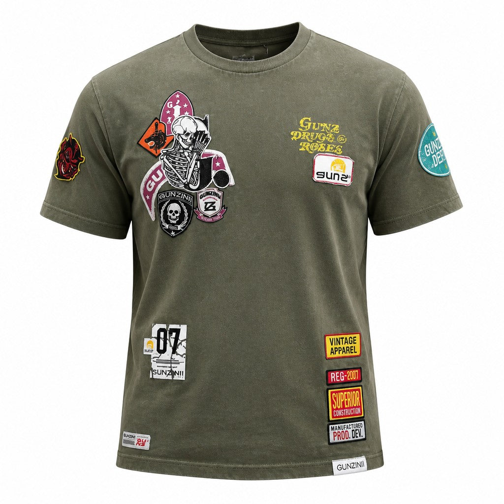 Gunzinii Patchwork T-Shirt - Graphic Olive