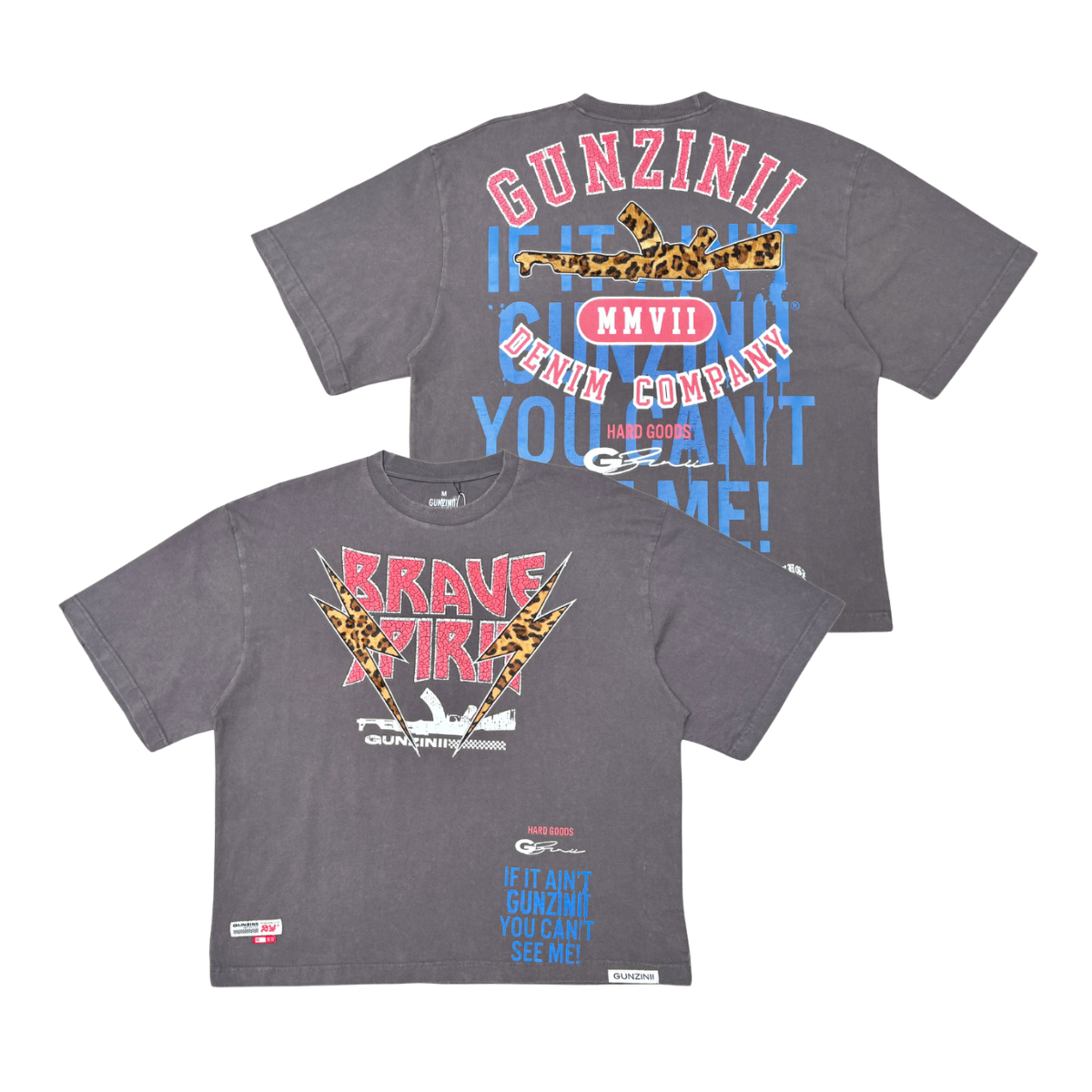 Gunzinii Brave Spirit T-Shirt - Graphic Charcoal