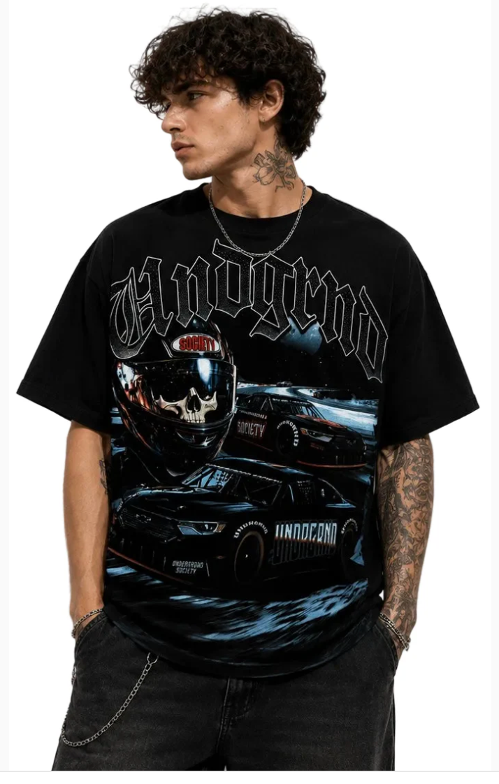 Under Ground Skull Driver Tee - Graphic Black