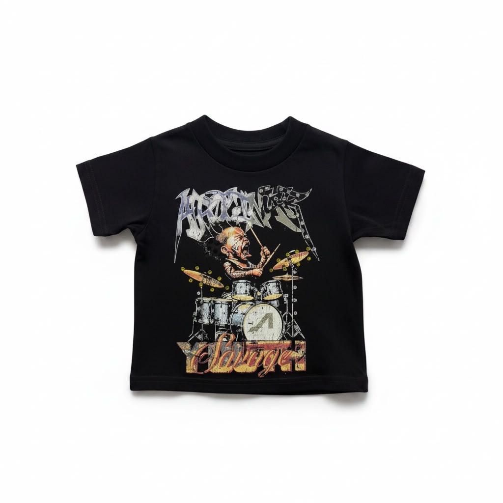 Apolinar Savage Drums Kids T-Shirt - Graphic Black
