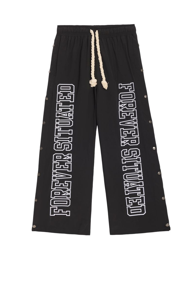 Forever Situate Nylon Track Pants – Black