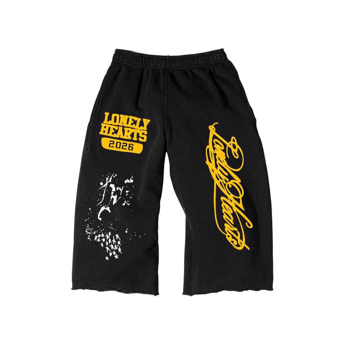 Lonely Heart Club 2026 Graphic Black Long Shorts – 3/4 Length