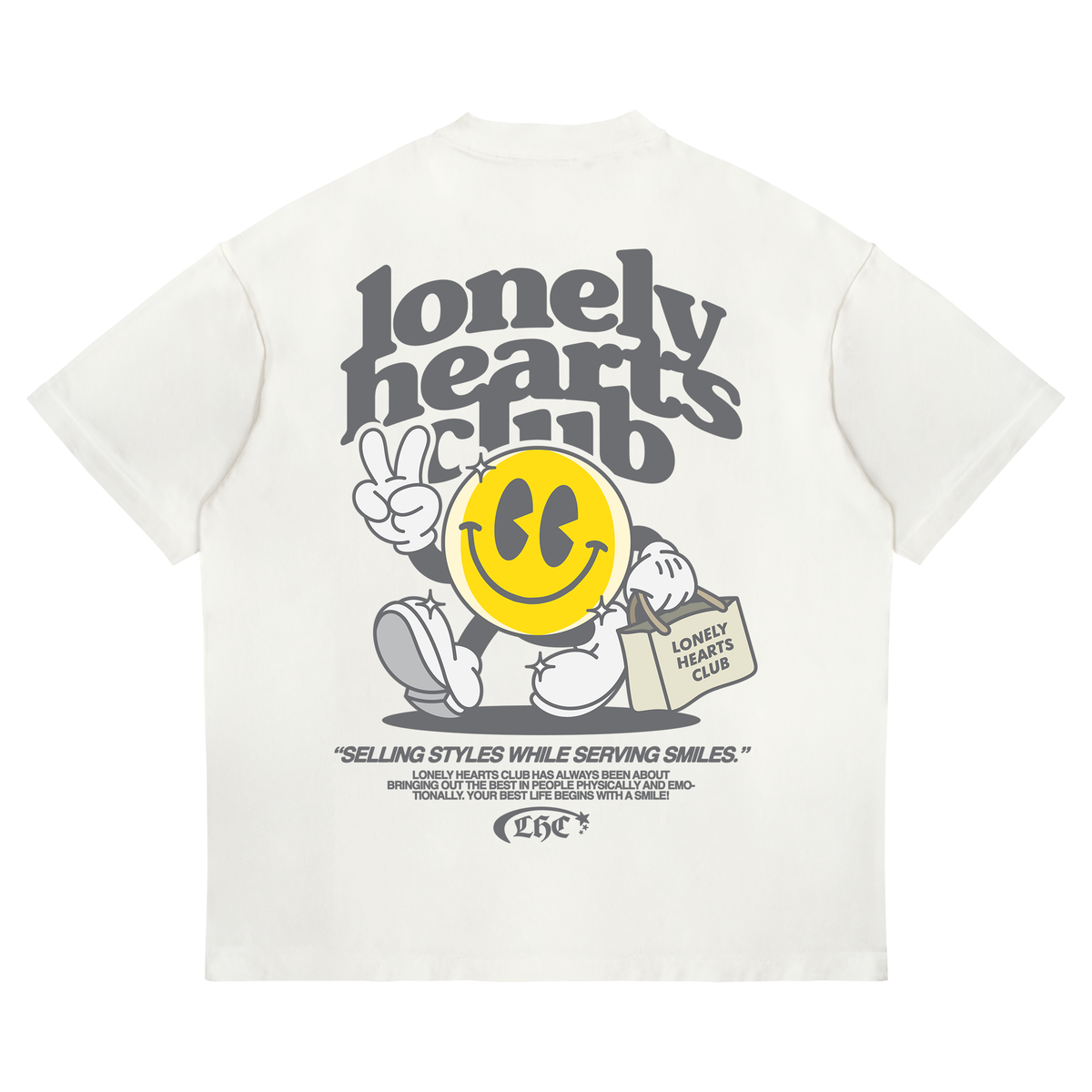 Lonely Heart Club Smiley Graphic Heavyweight T-Shirt – White