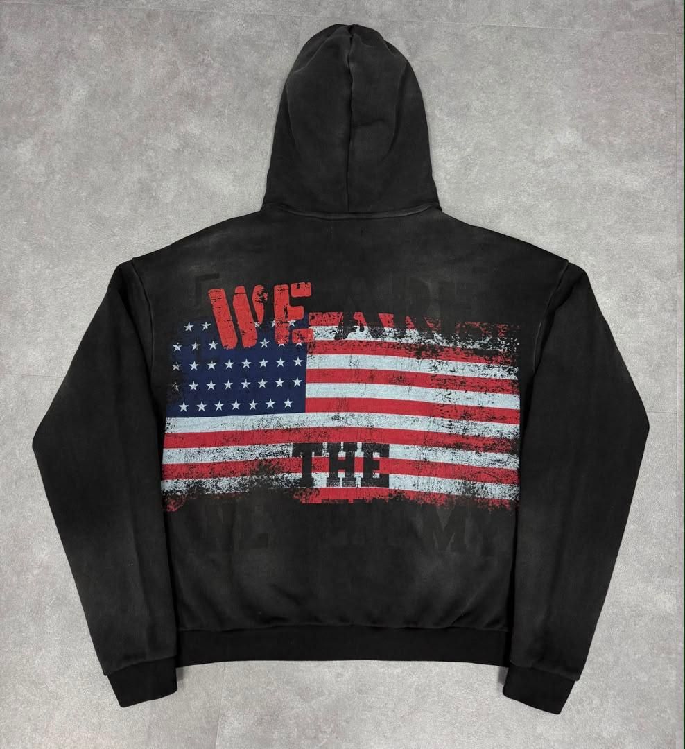 Free Prestige Denim War Has Ended Graphic Zip-Up Hoodie - Black