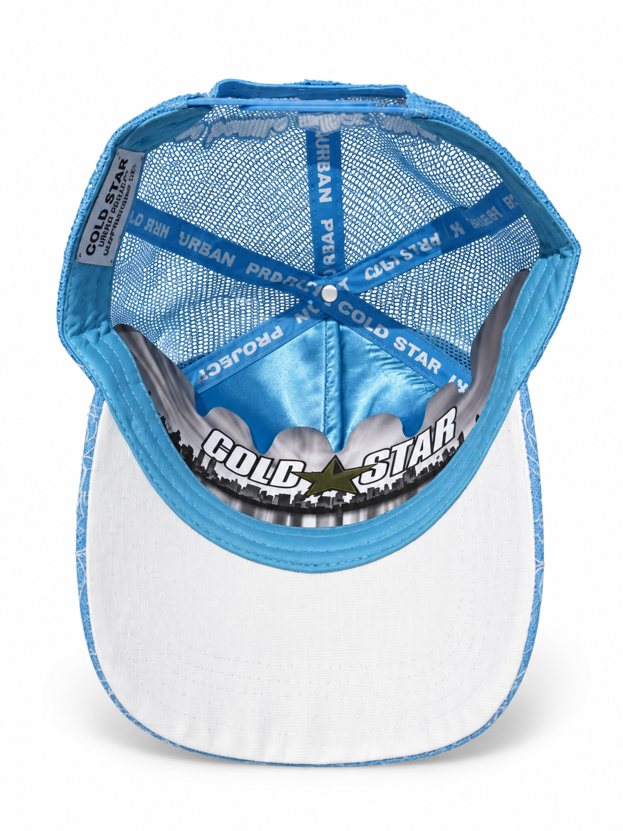 Gold Star Thug Life Embroidered Trucker Hat – Blue & White