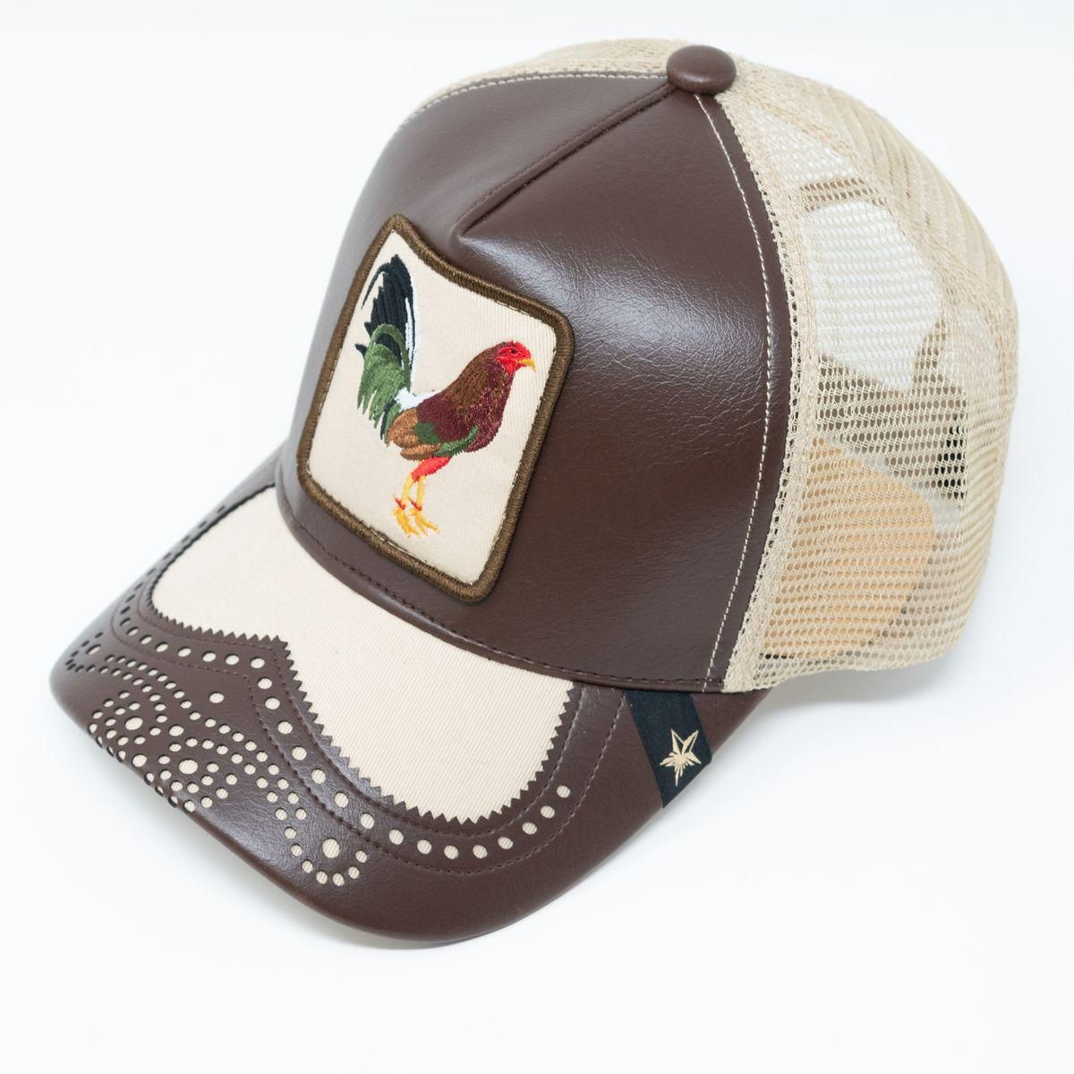 Gold Star Style Rooster Brown & Beige Trucker Hat