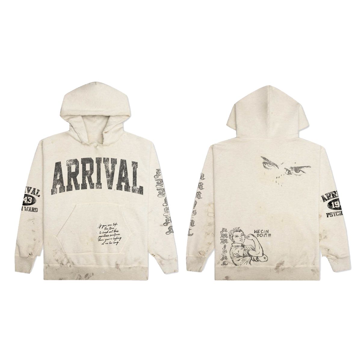 Arrival Worldwide Cream Collage Graphic Hoodie