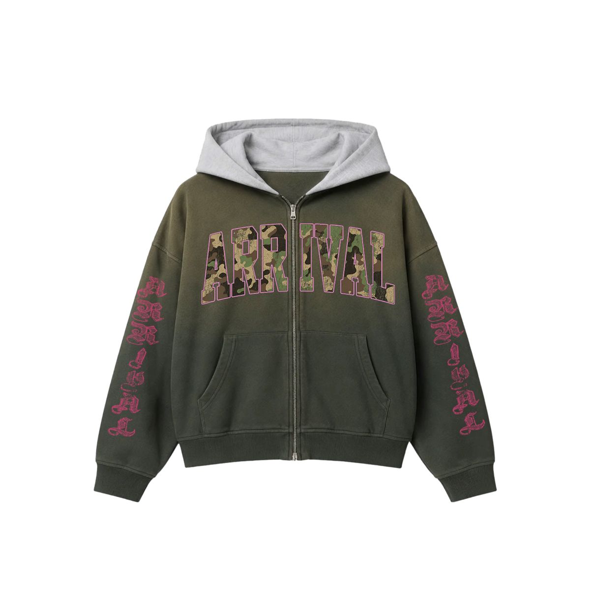Arrival Worldwide Green Two-Tone Zip-Up Hoodie
