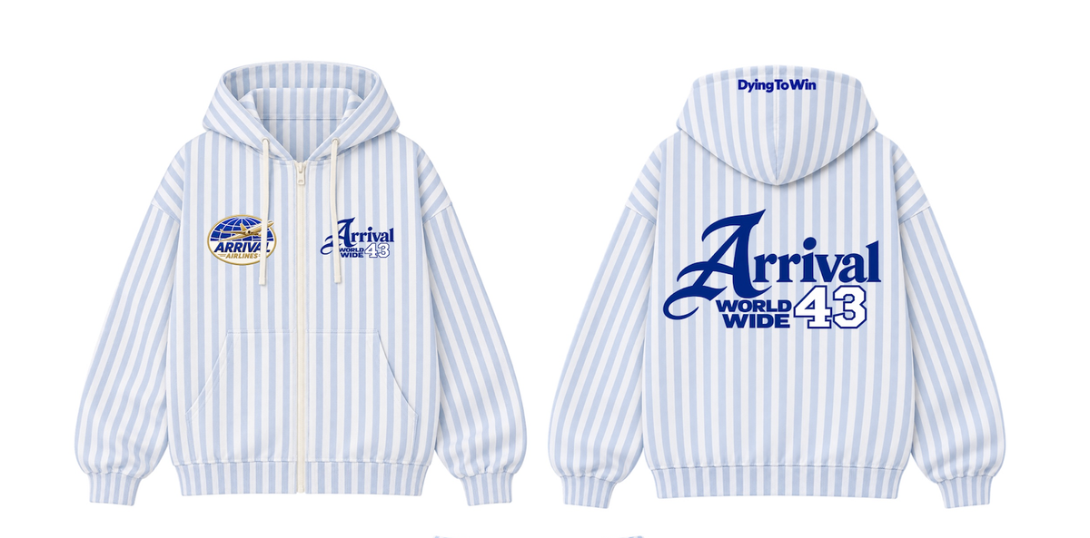 Arrival Worldwide Blue & White Pinstripe Zip-Up Hoodie