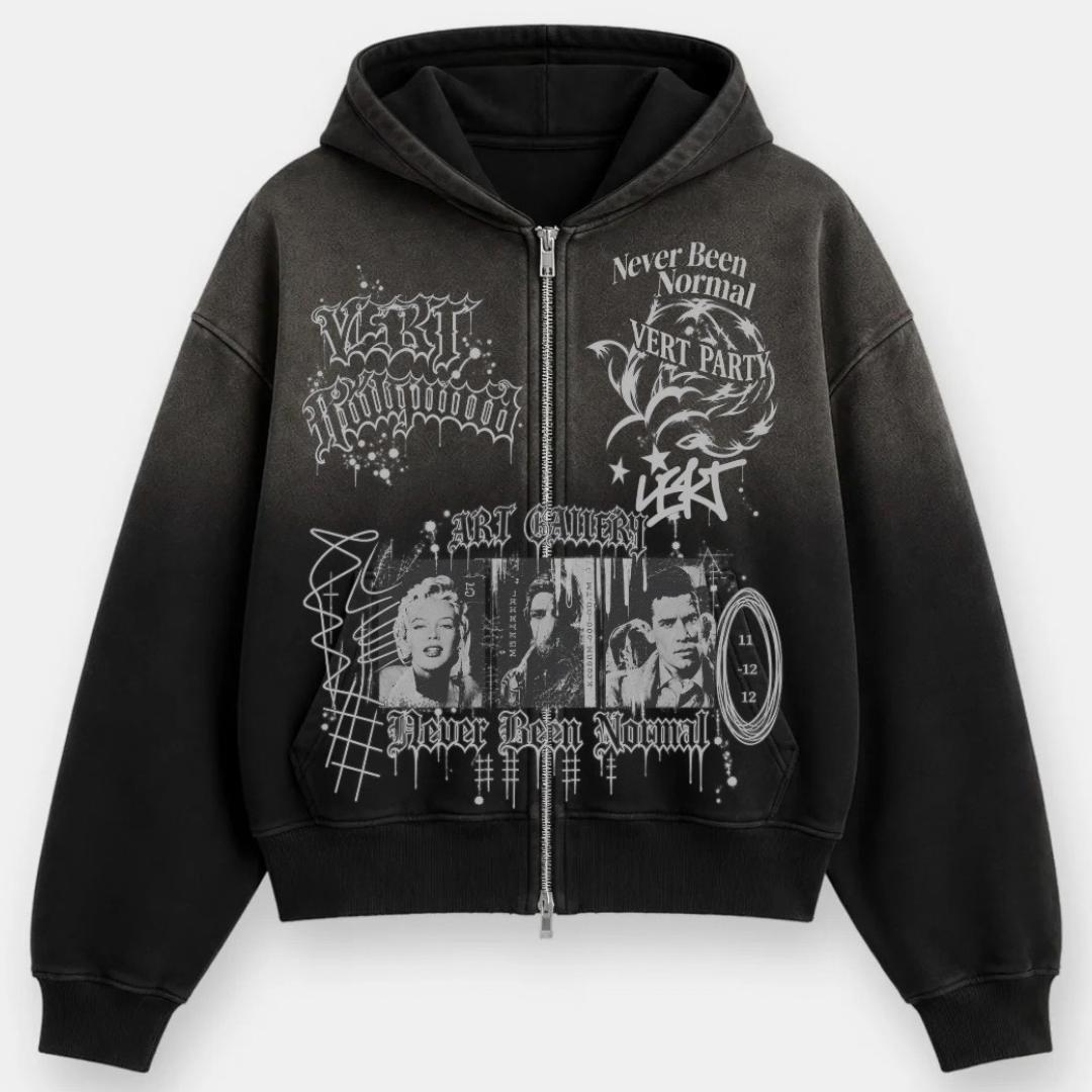 Vert Party Black Distressed Hoodie