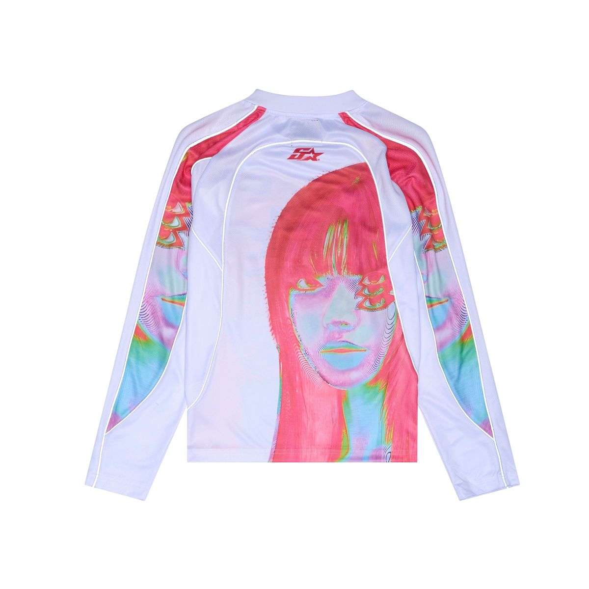 Sanity Style Y2K Graphic Long Sleeve Performance Jersey – White/Multi-Color