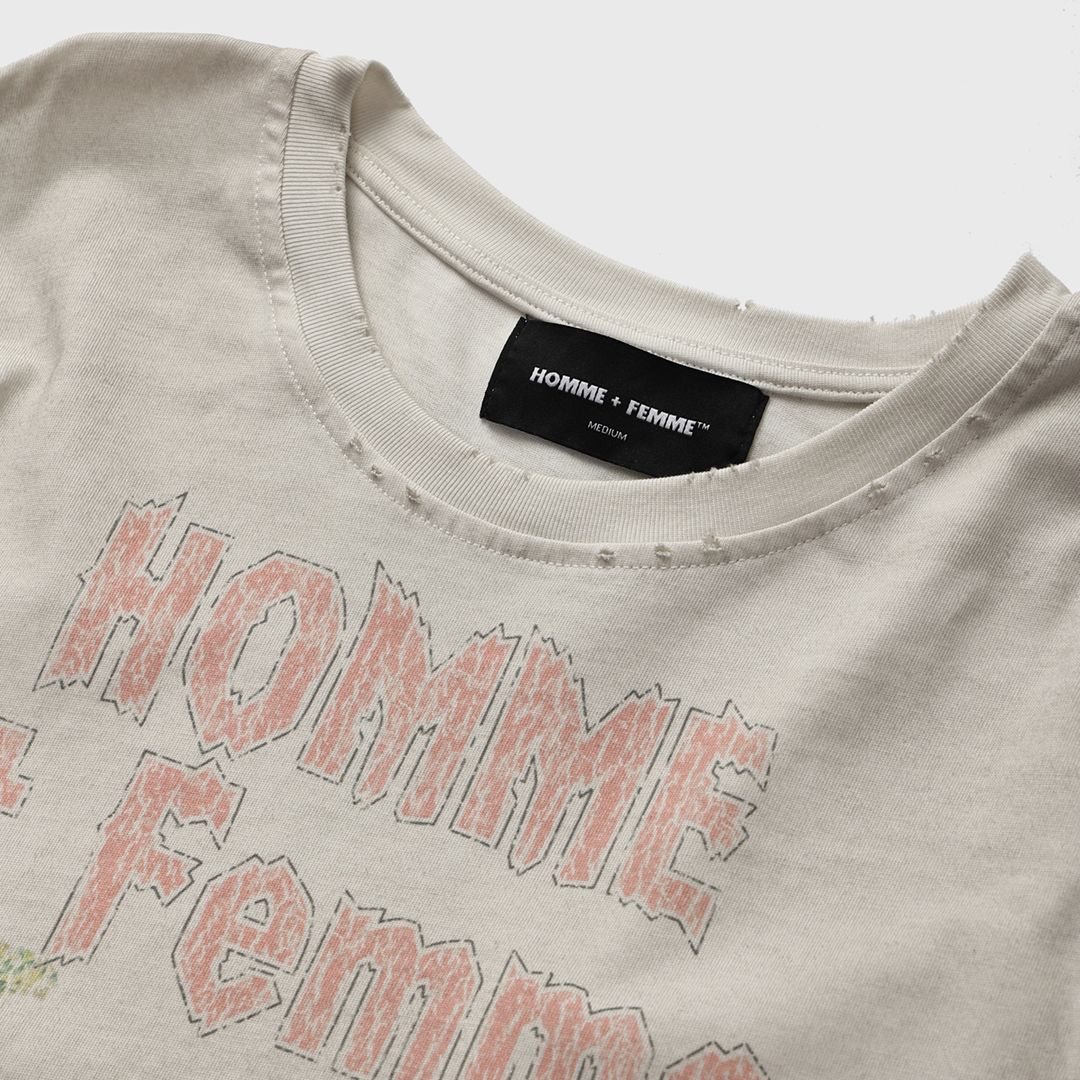 Homme+Femme The Originals Distressed Graphic Tee – White