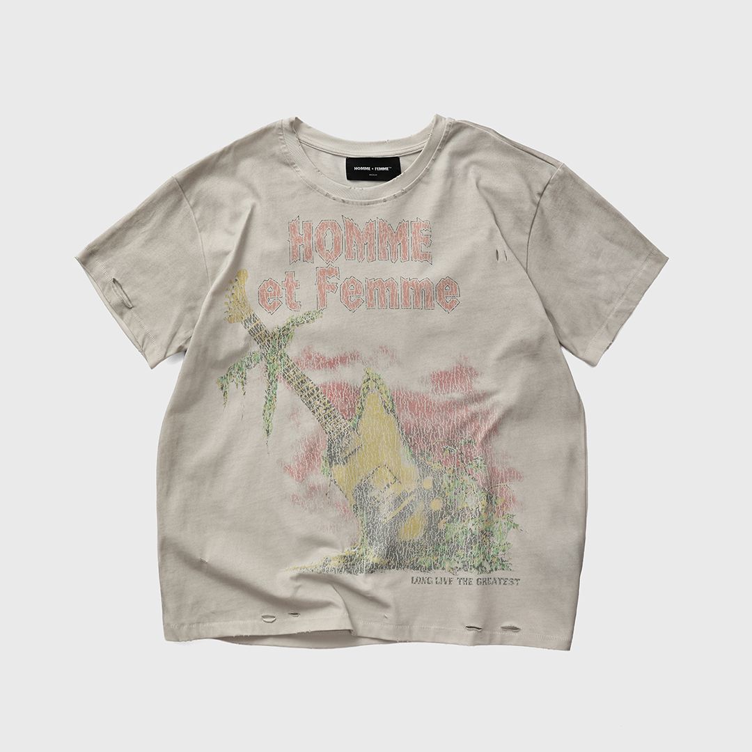 Homme+Femme The Originals Distressed Graphic Tee – White