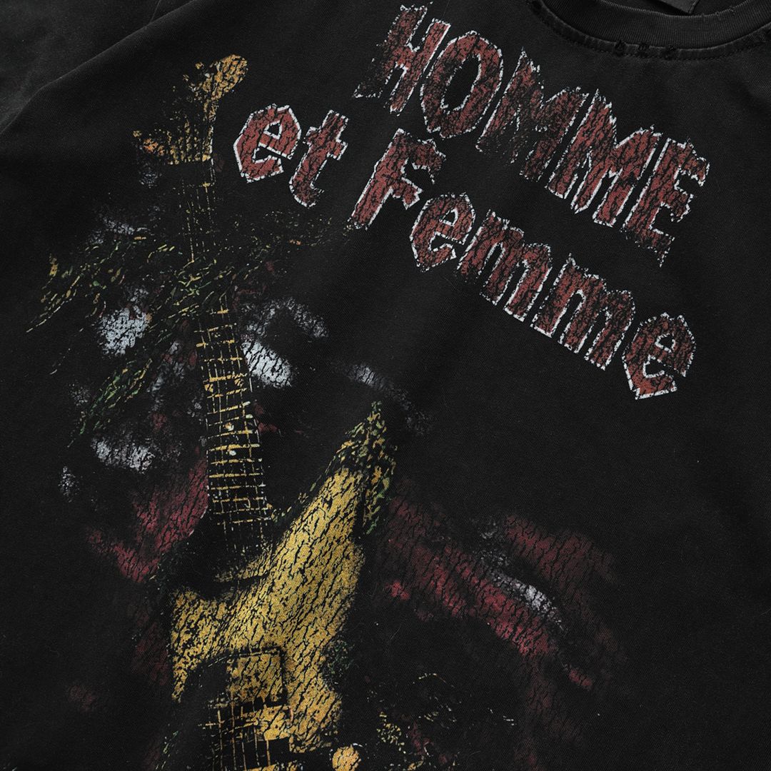 Homme+Femme The Originals Distressed Graphic Tee – Black