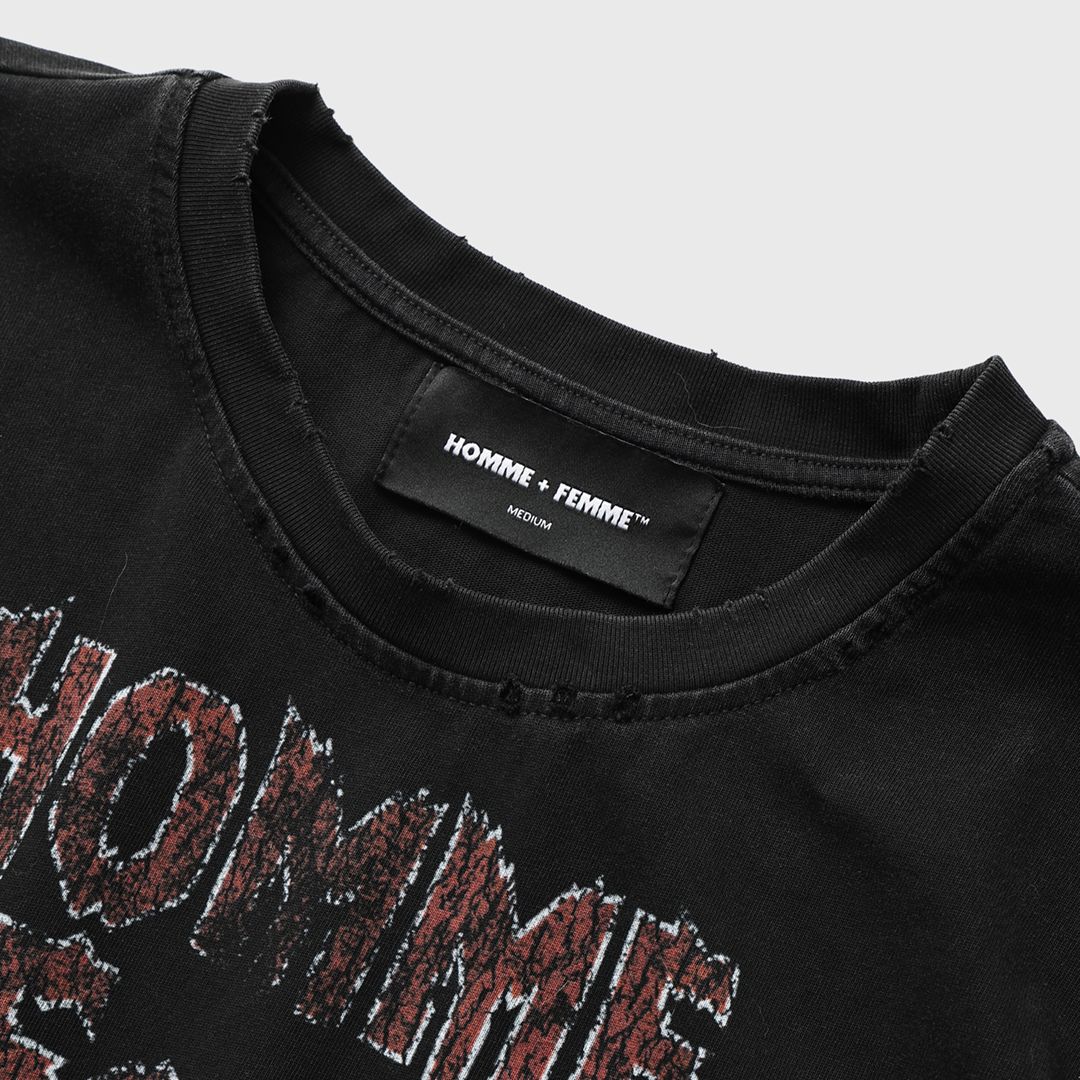 Homme+Femme The Originals Distressed Graphic Tee – Black