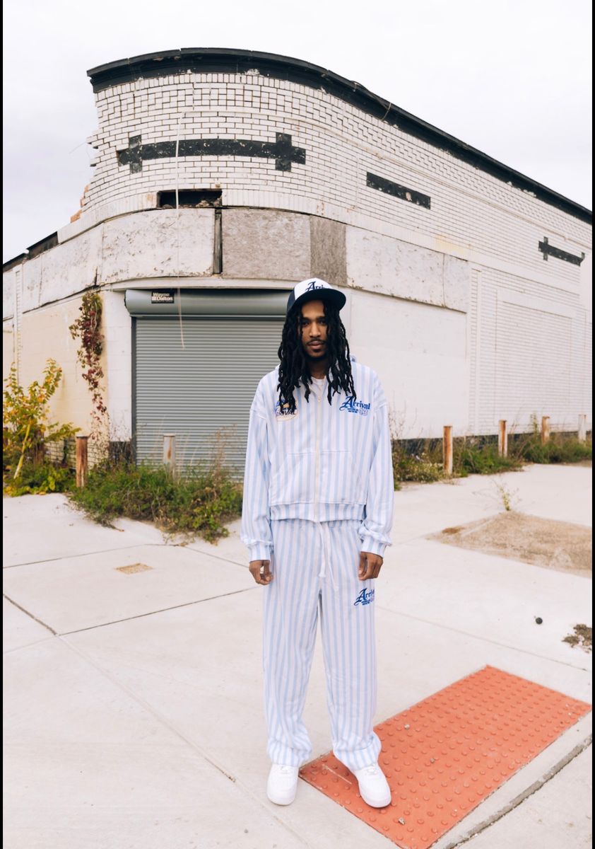 Arrival Worldwide Blue & White Pinstripe Zip-Up Hoodie