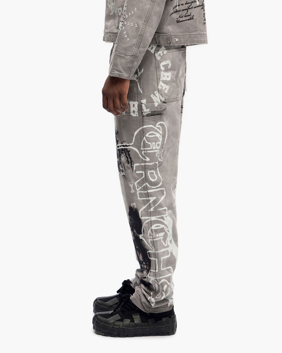 Shadow Rebellion Vintage Light Grey Straight Fit Jeans