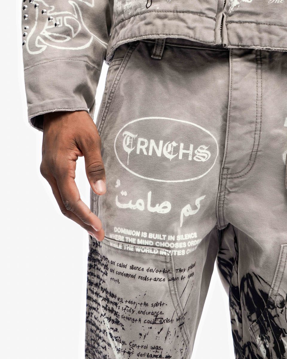 Shadow Rebellion Vintage Light Grey Straight Fit Jeans