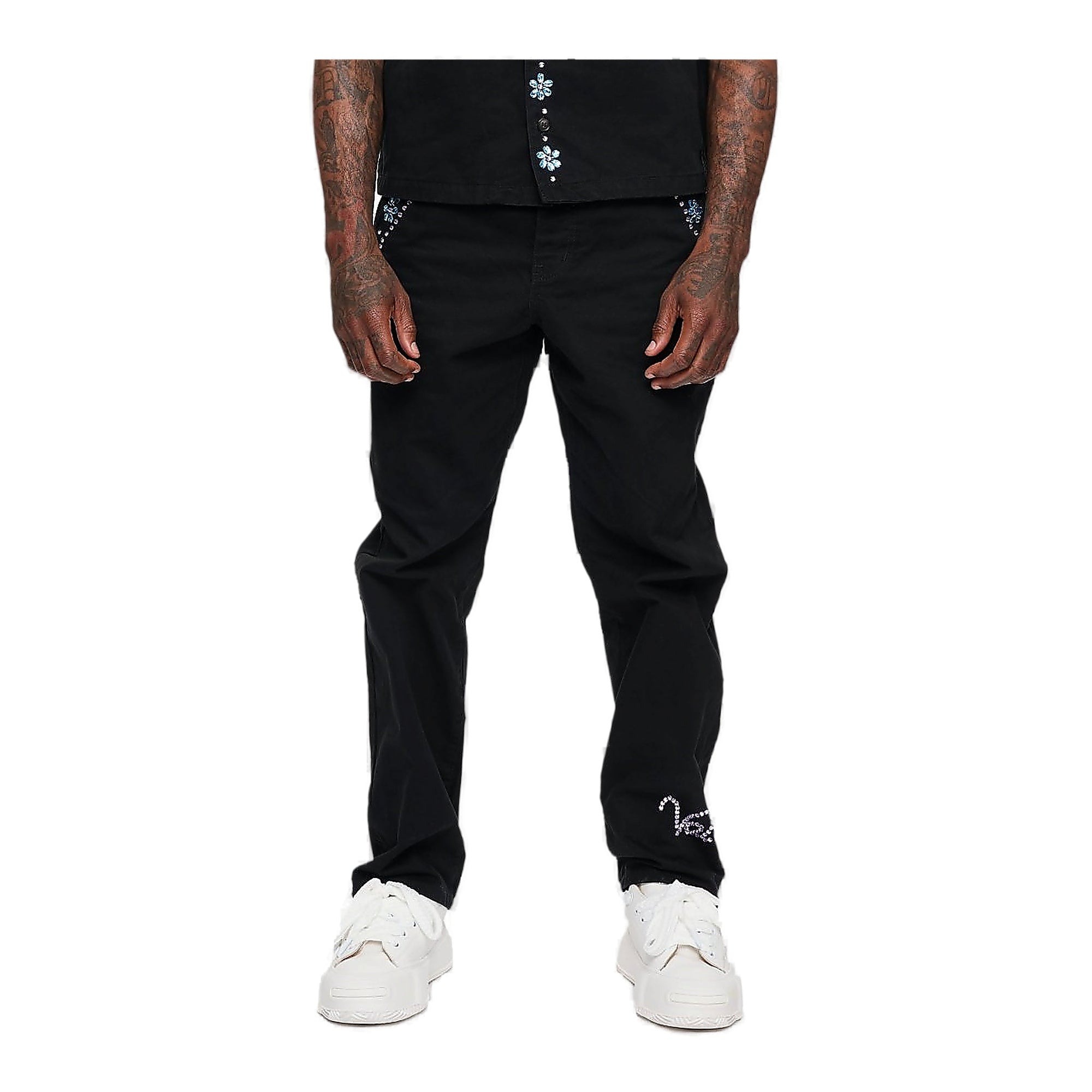 Valabasas Bloom Chino Pants - Crystal Accents Black