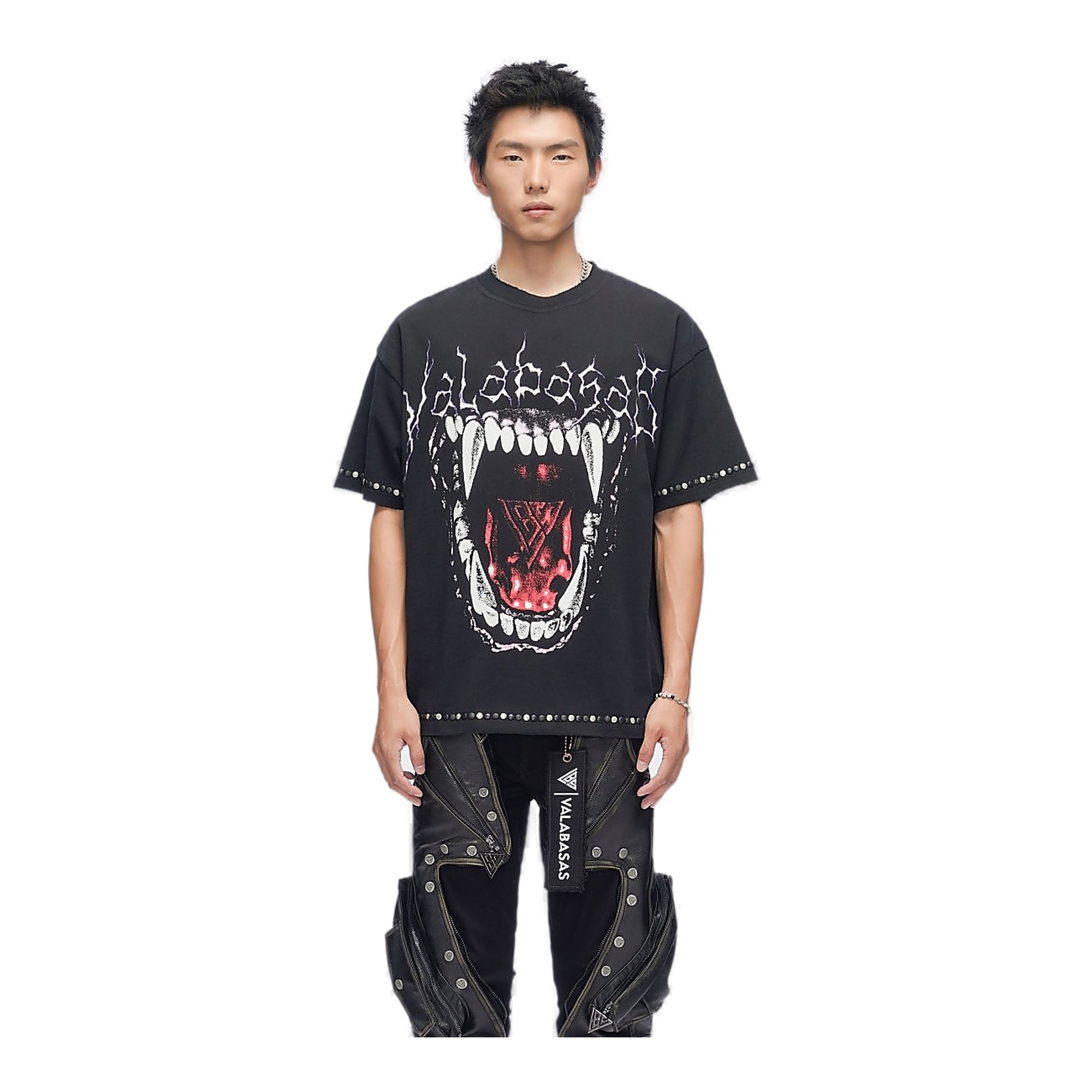 Valabasas Fanged Tee - Studded Trim Vintage Black
