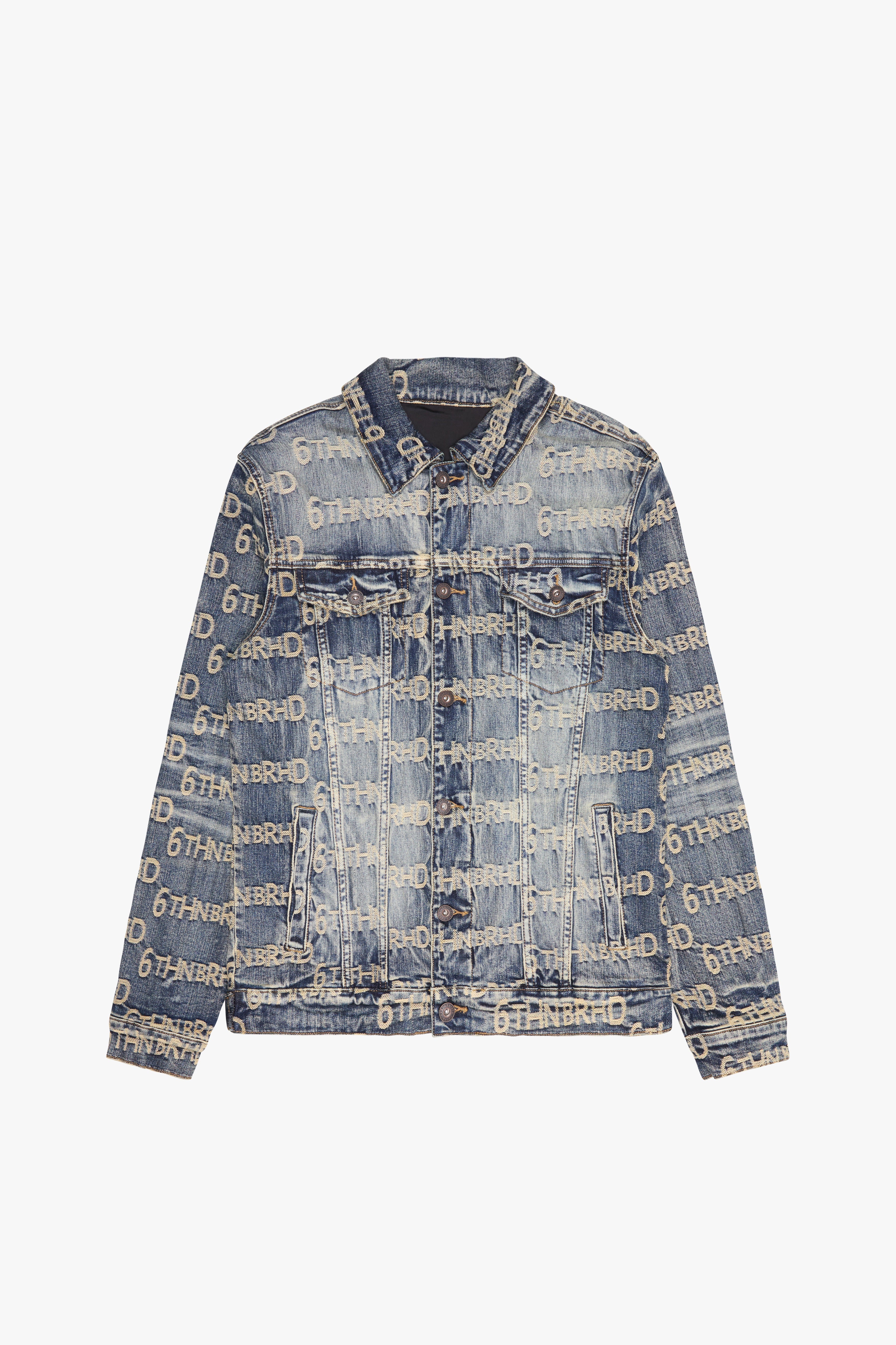 6Th Nbrhd Embedded Men's Denim Jacket - Washed Finish