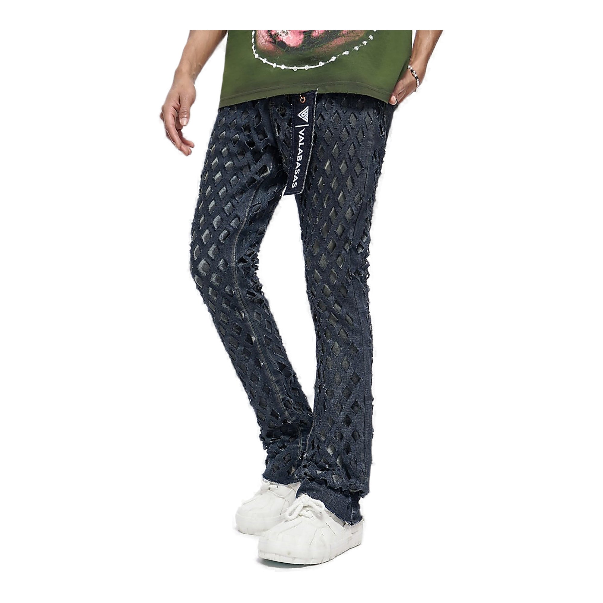 Valabasas Cutout Jeans - Raw Edge Dirty Blue
