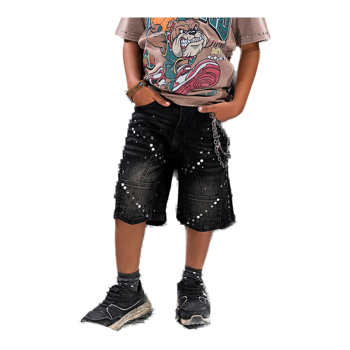 Elite Premium Movie Star Kids Shorts - Rip and Repair Black