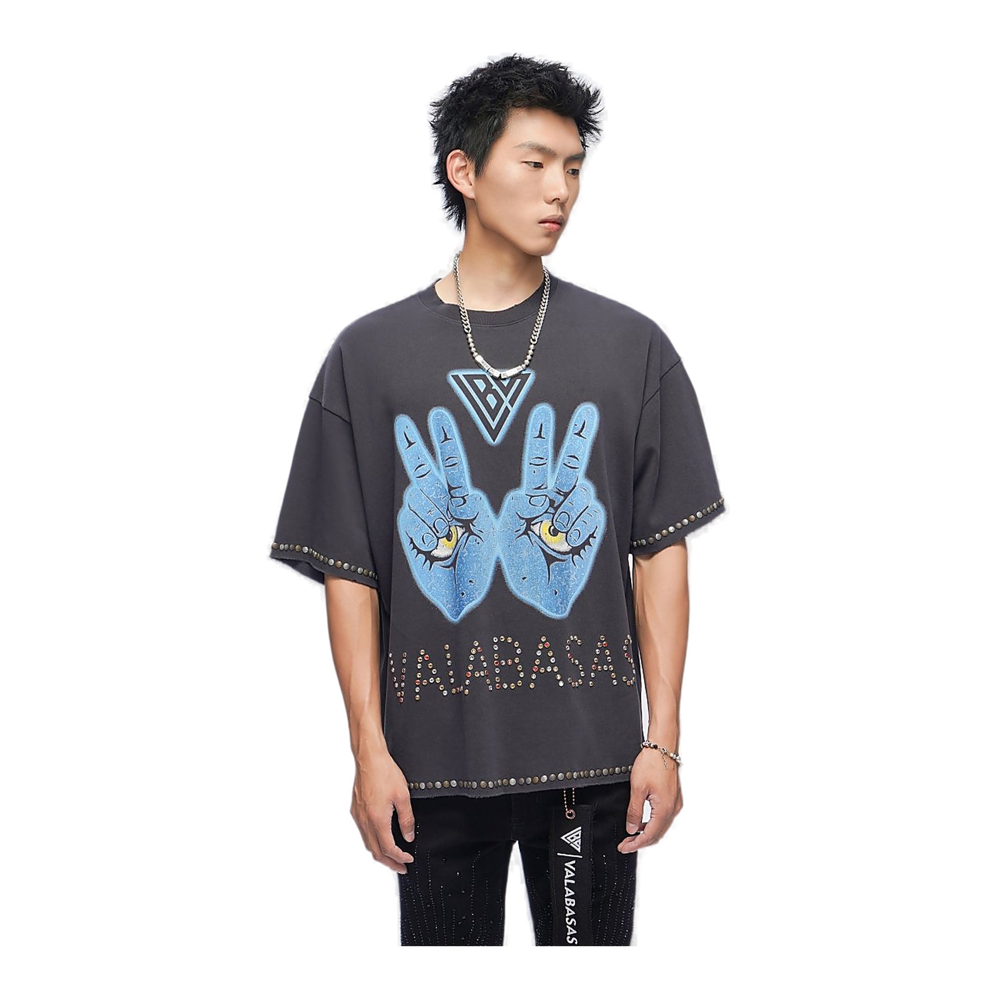 Valabasas Peace T-Shirt - Graphic Vintage Grey