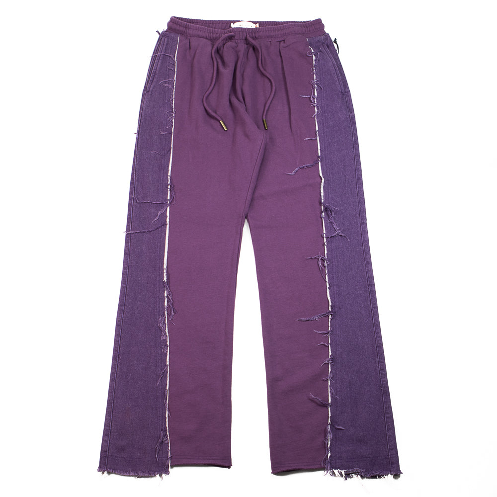 Denim Panel Flare Sweatpant