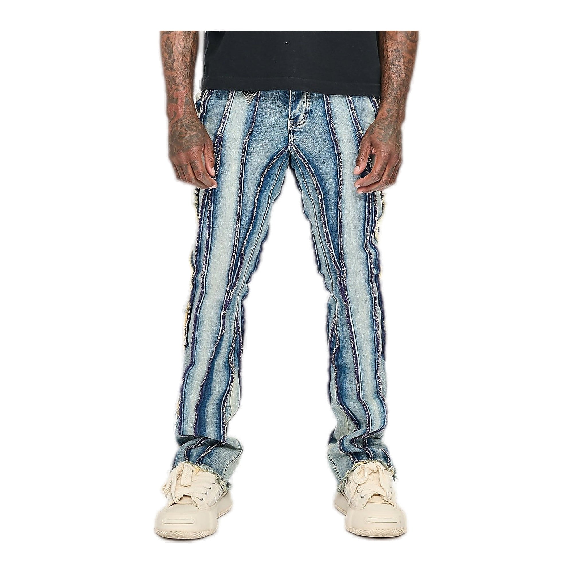 Valabasas Twisted Stacked Denim Men's Jeans - Blue