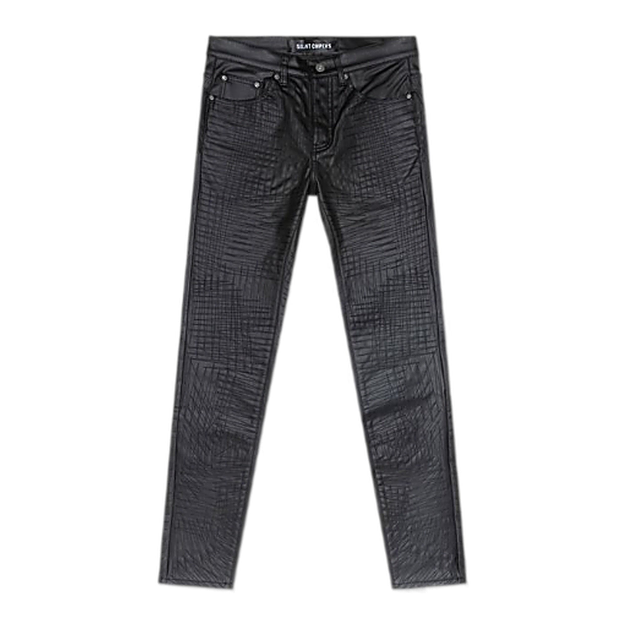 Silnt Chptrs Grid Jeans - Waxed Finish Black