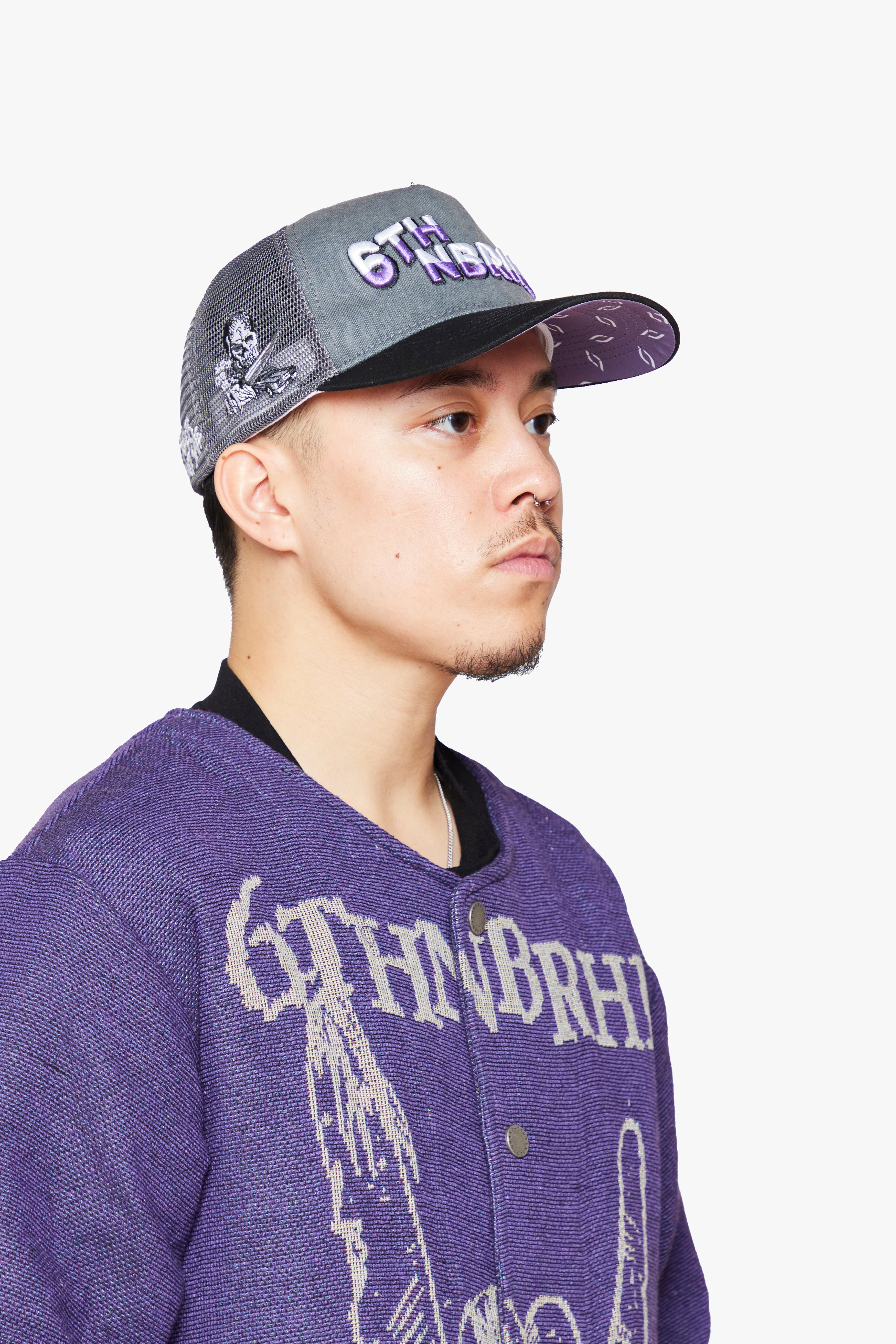 6Thneighborhood Skull Snapback Hat - Embroidered