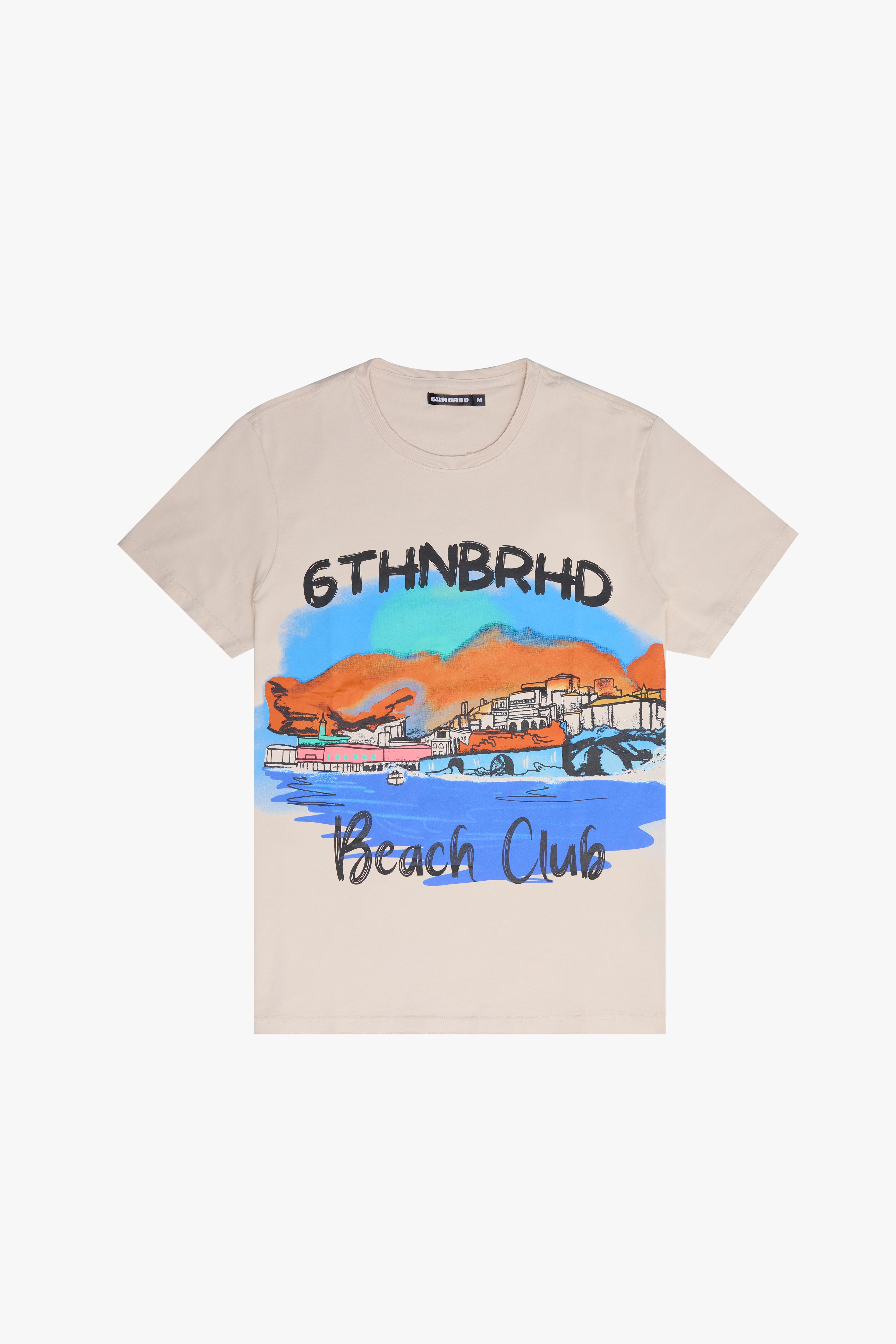 6Th Nbrhd Beach Club Men's T-Shirt - Beige