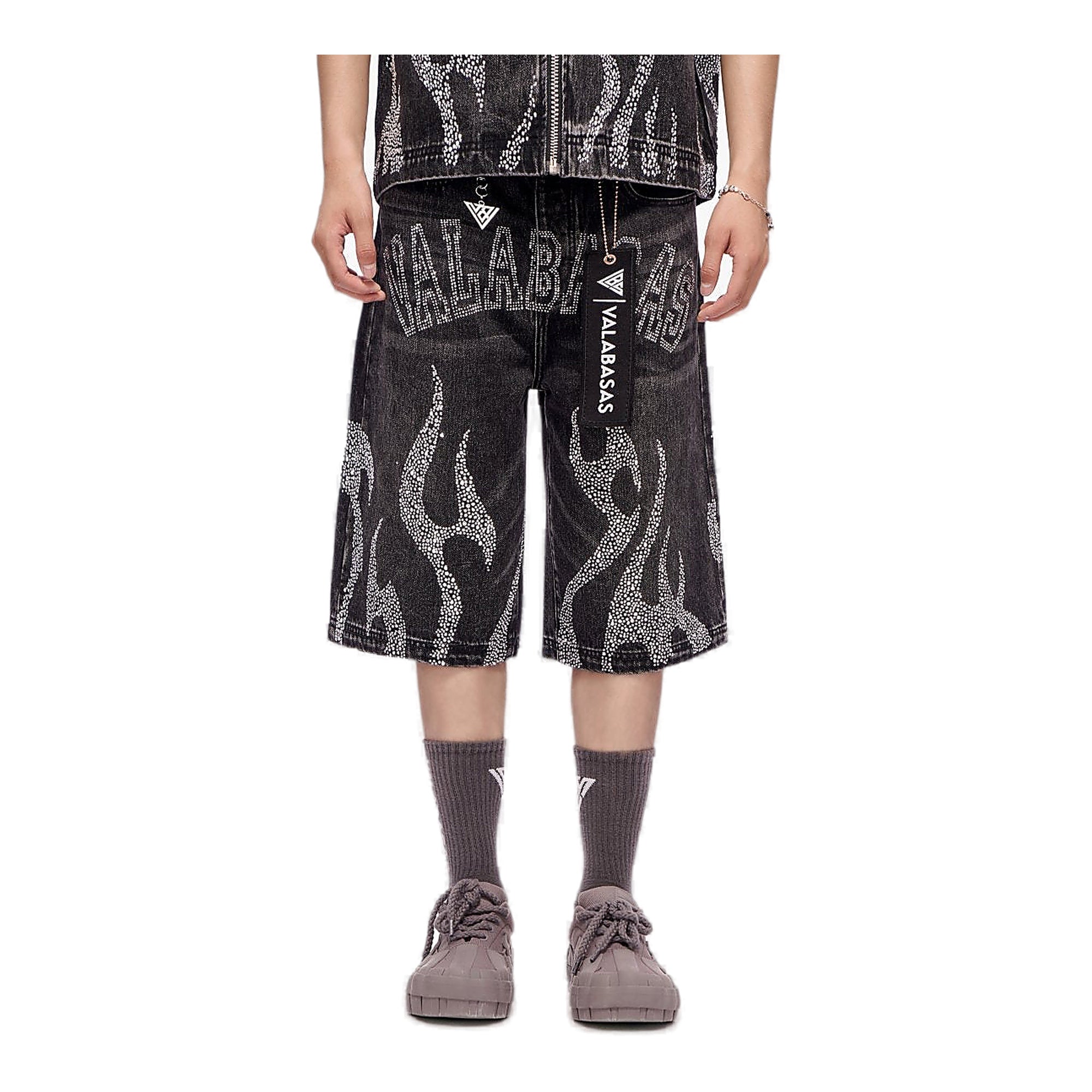 Valabasas Flame Shorts - Crystal Studded