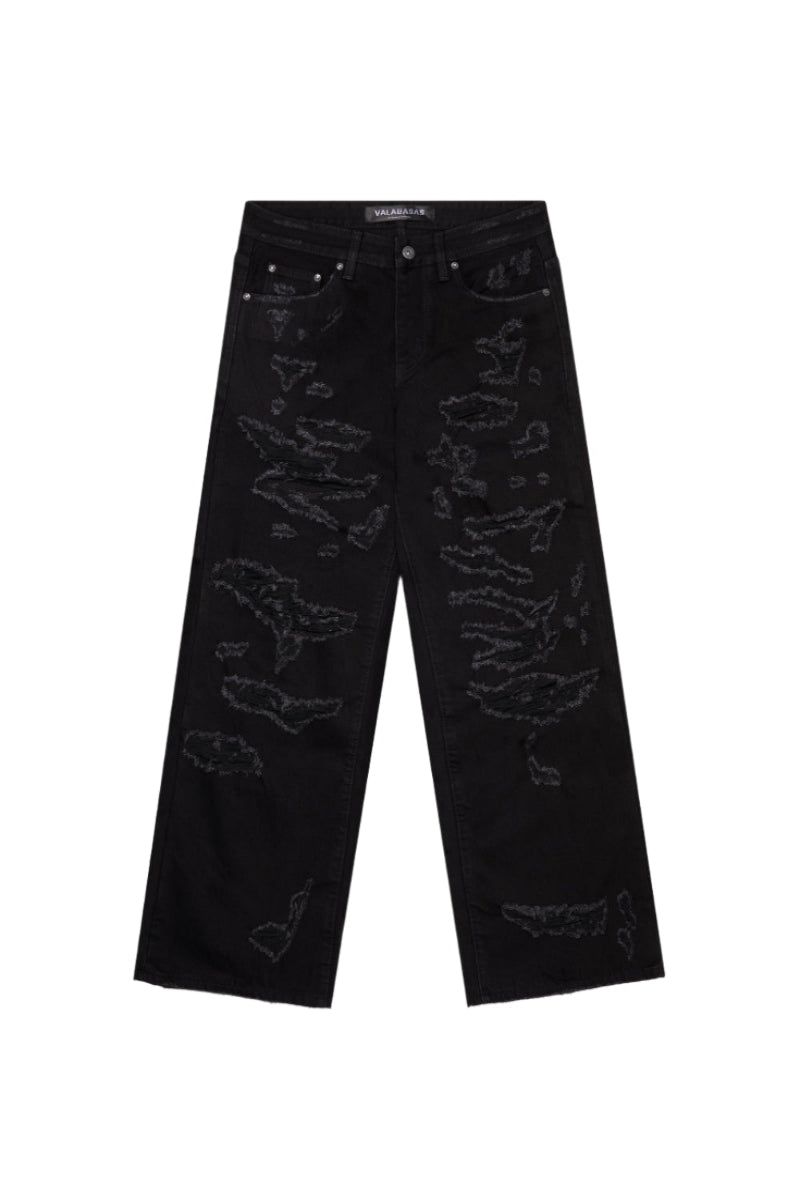 "SPLINTER" DENIM JET BLACK BAGGY JEAN