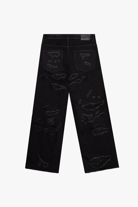 "SPLINTER" DENIM JET BLACK BAGGY JEAN