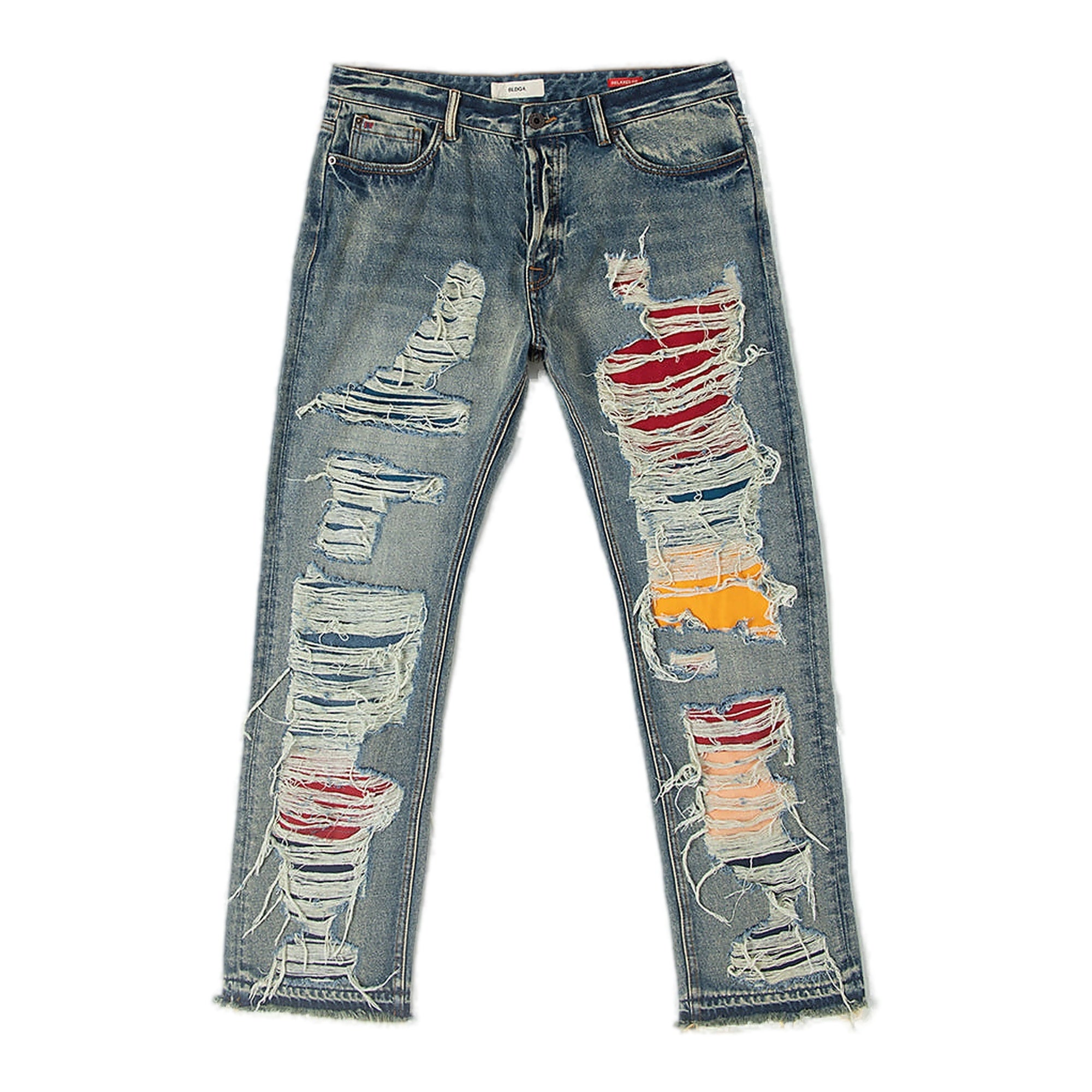 Bldg4 Shredder Distressed Patched Jeans