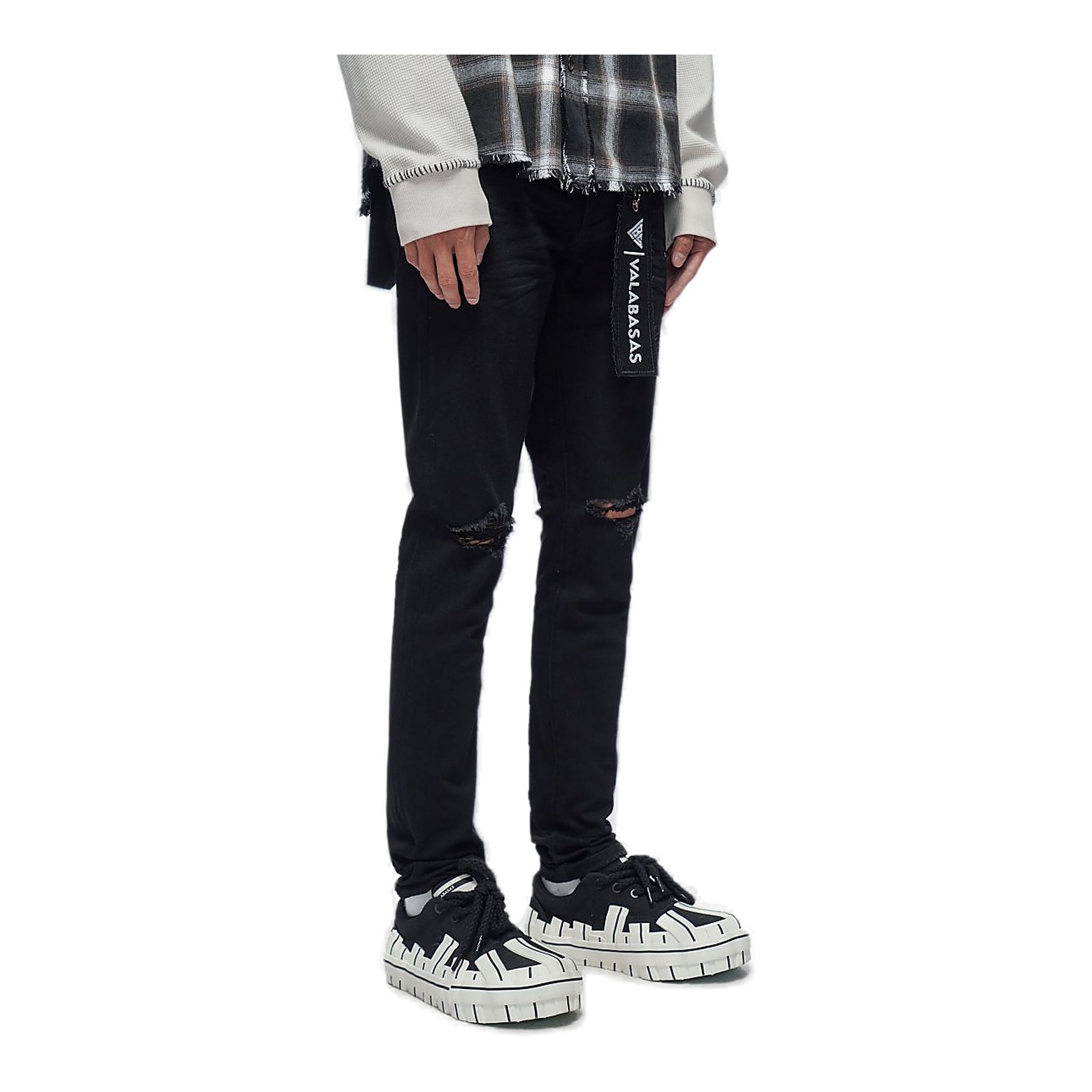 Valabasas Tag Jeans - Knee Distressed Black