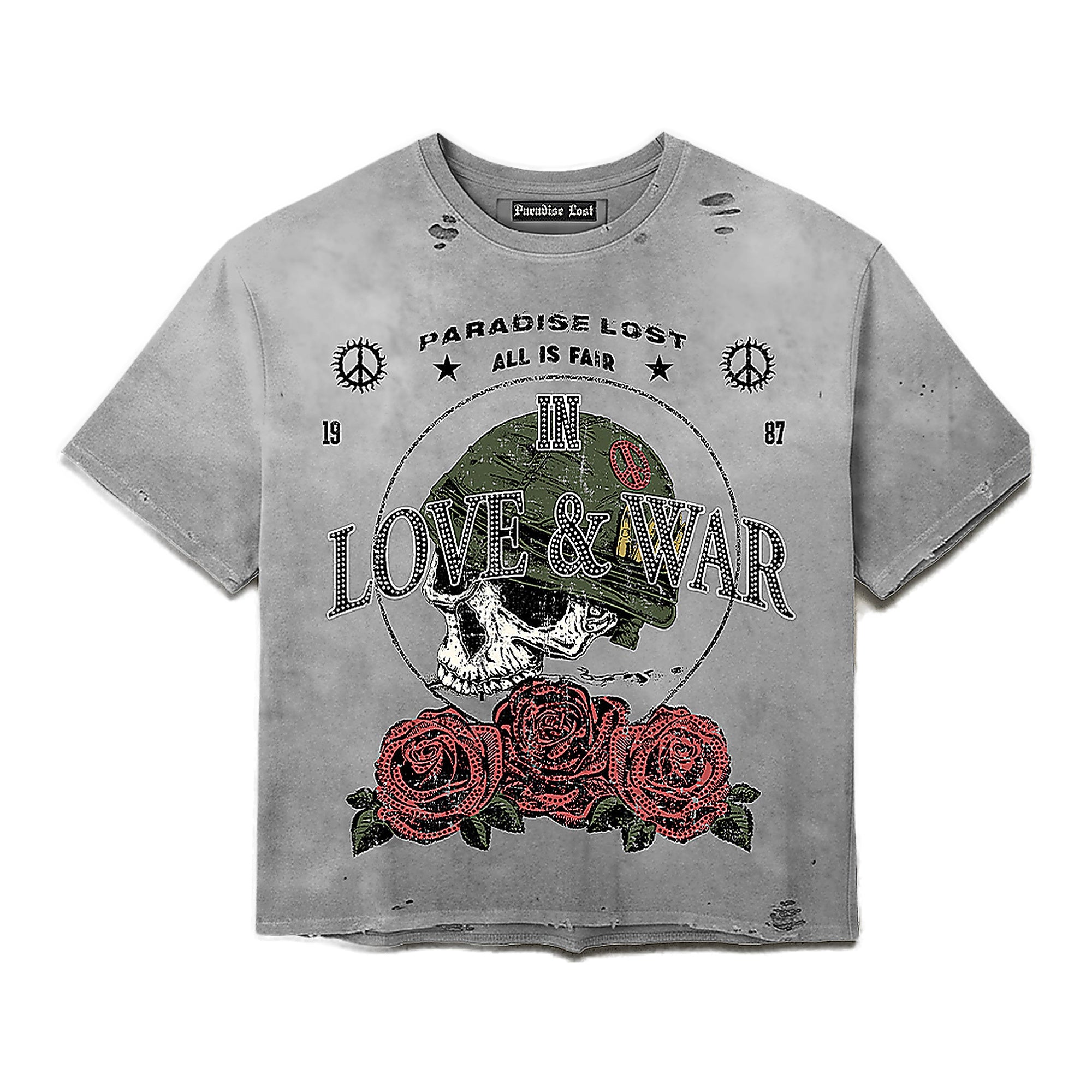 Paradise Lost Battlefield Tee - Oversized Graphic Cement