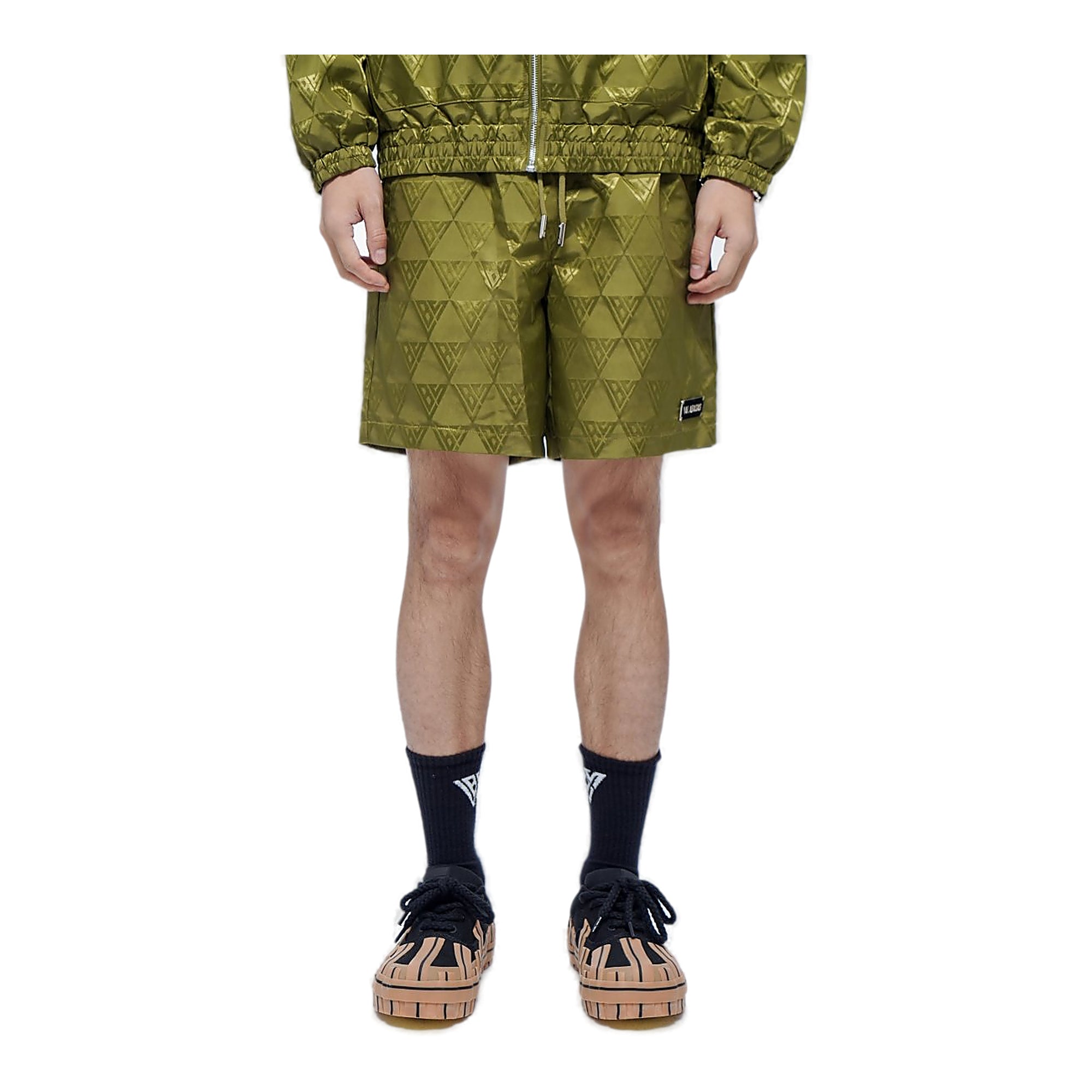 Valabasas Logo Shorts - All-Over Pattern Olive