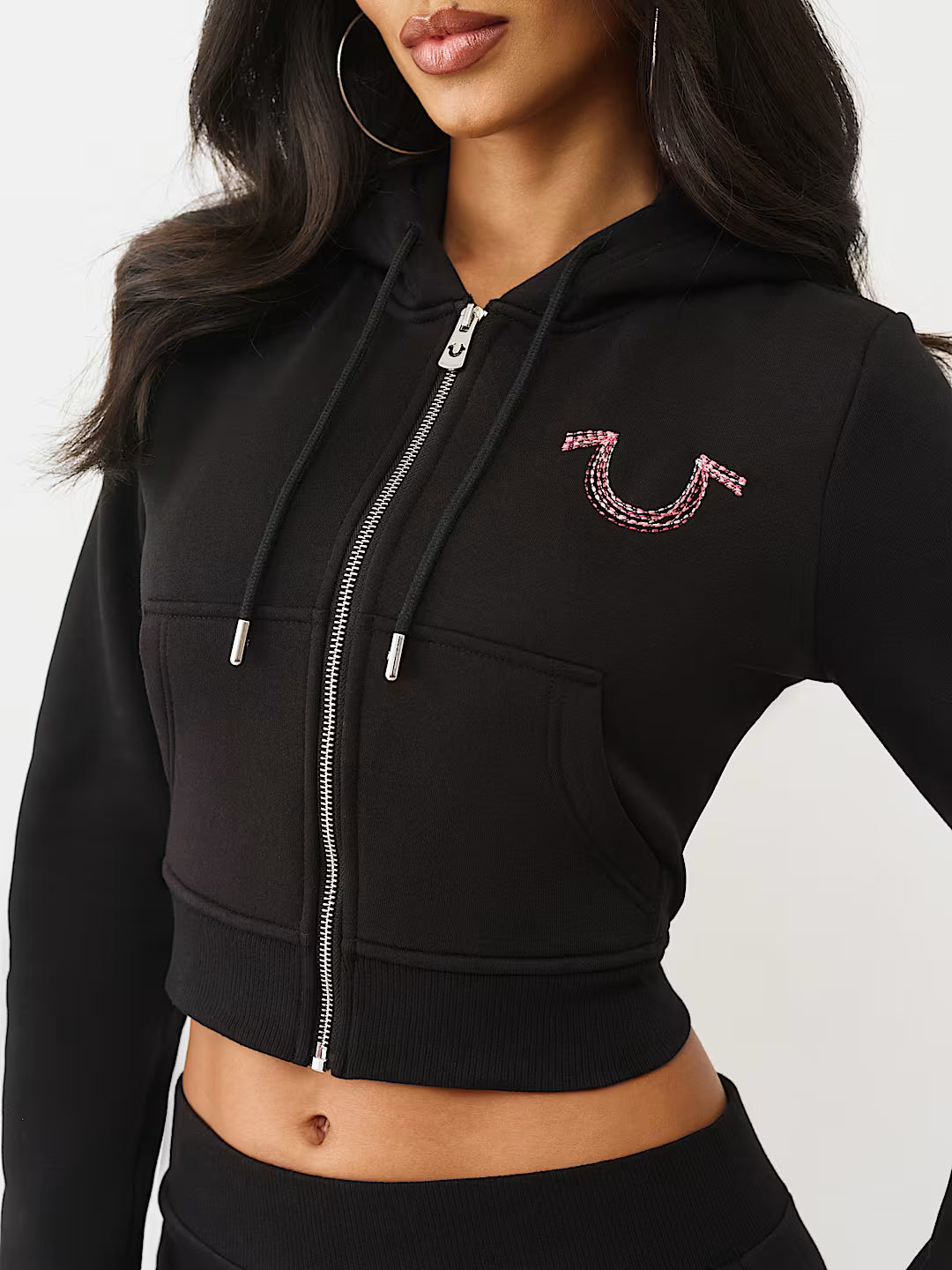 True Religion Shrunken Zip Hoodie - Women's Casual Outerwear