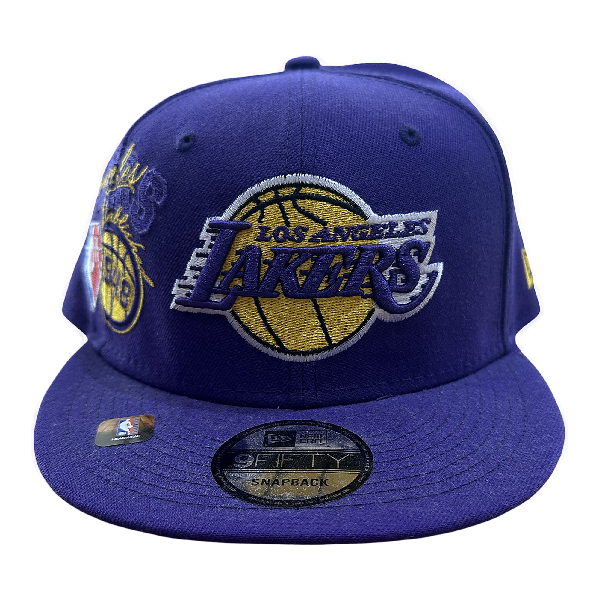 New Era Lakers Logo Snapback Hat - Flat Brim