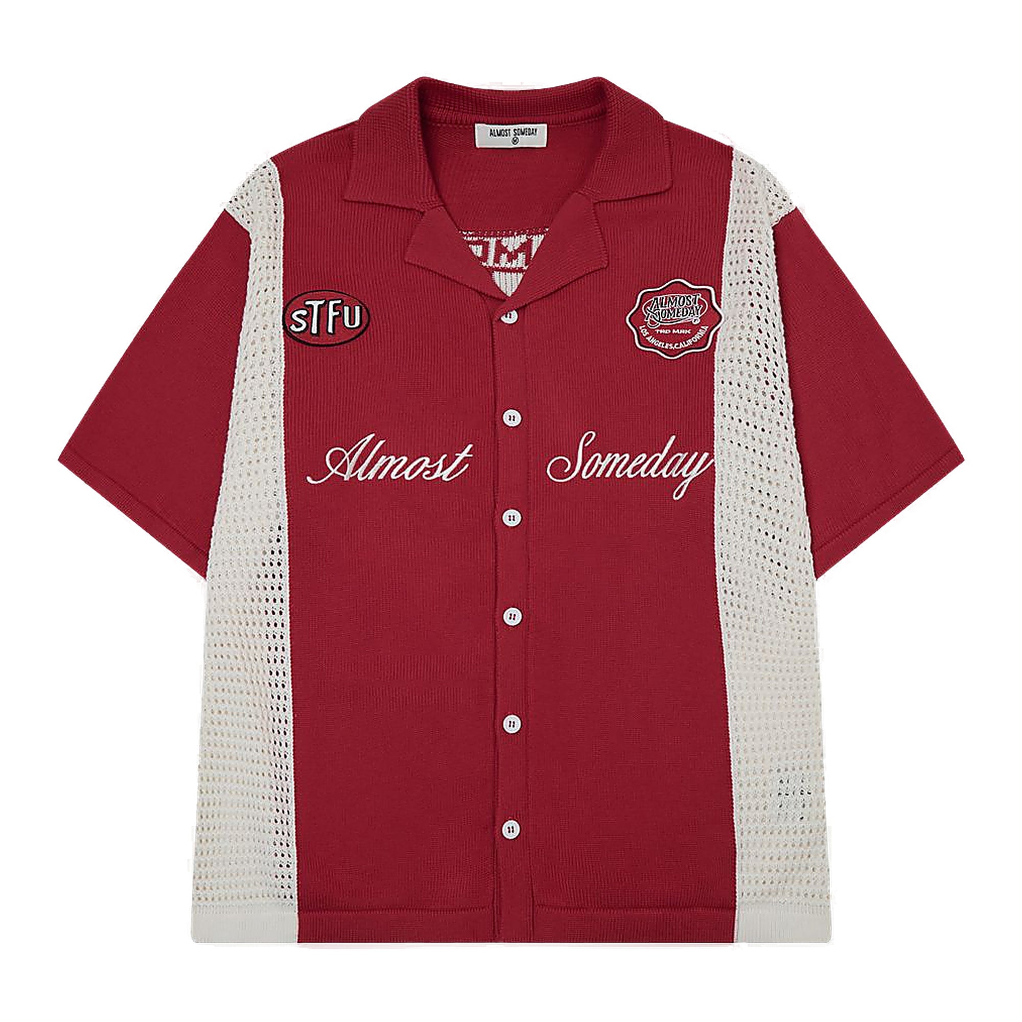 Almost Someday Patch Knit Shirt - Mesh Panel