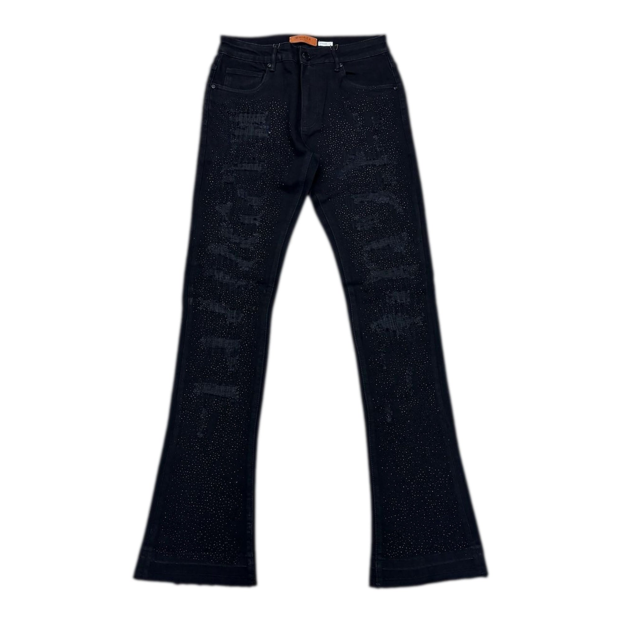 Waimea Stacked Embellished Denim Jeans - Black