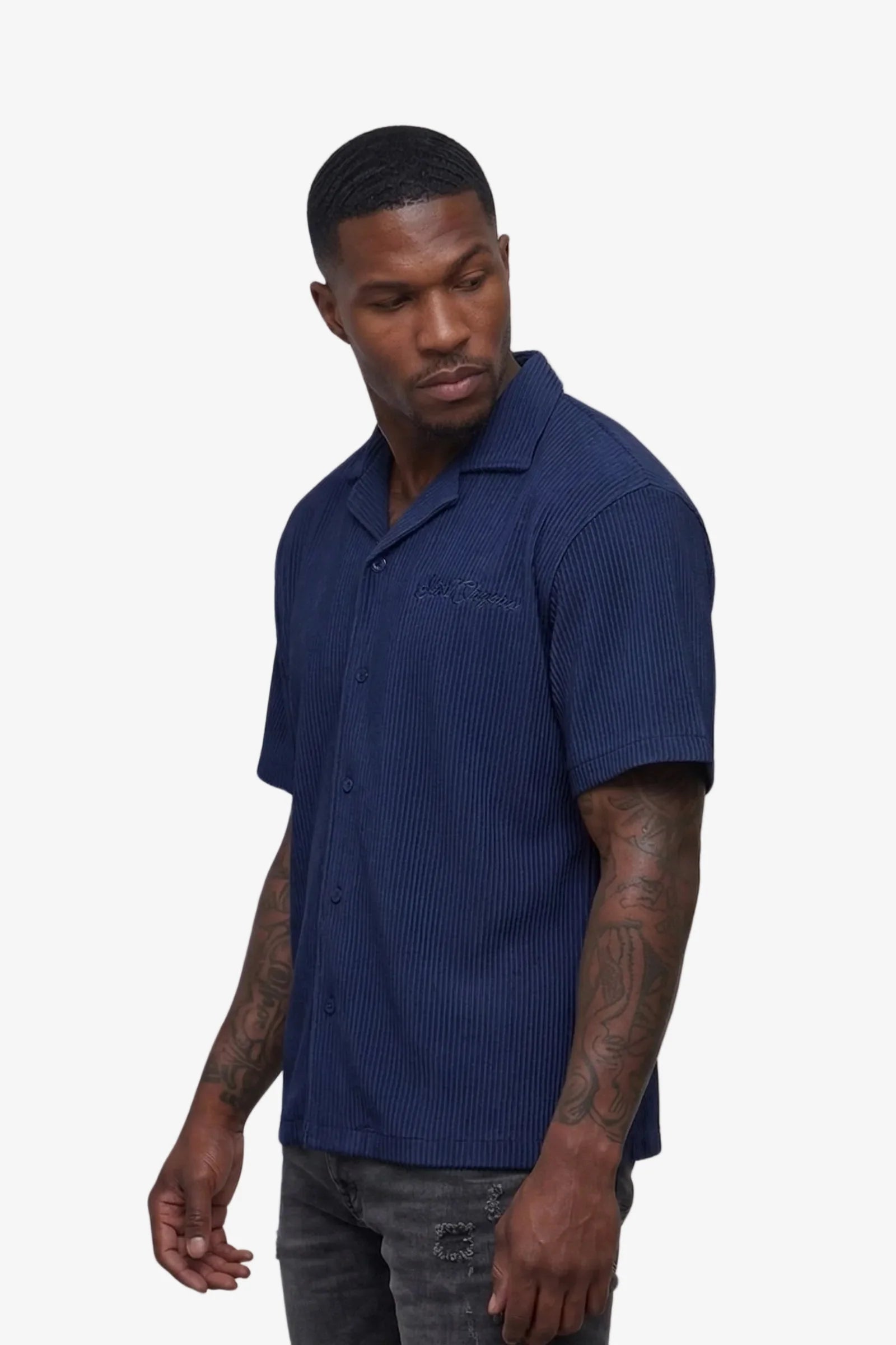 Silnt Chptrs Ribbed Shirt - Open Collar