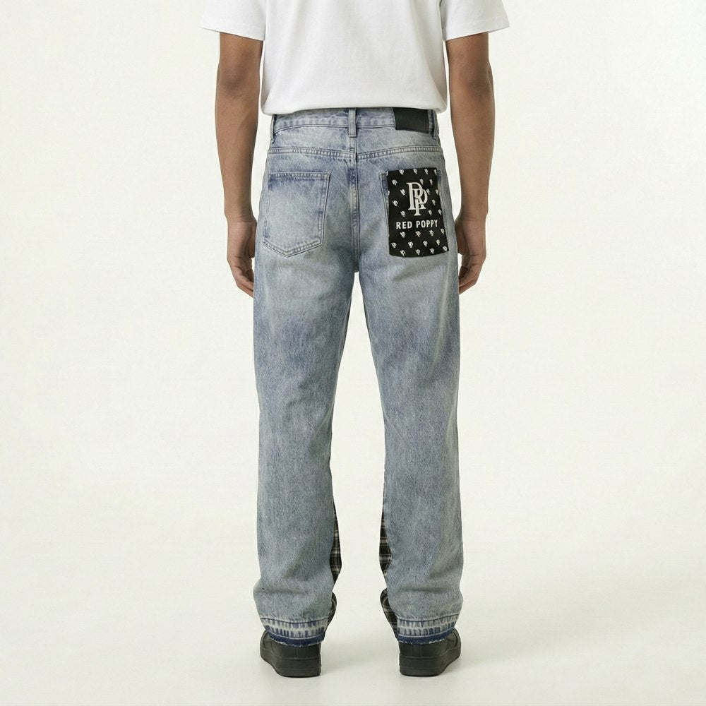 Red Poppy Patch Jeans - Embellished